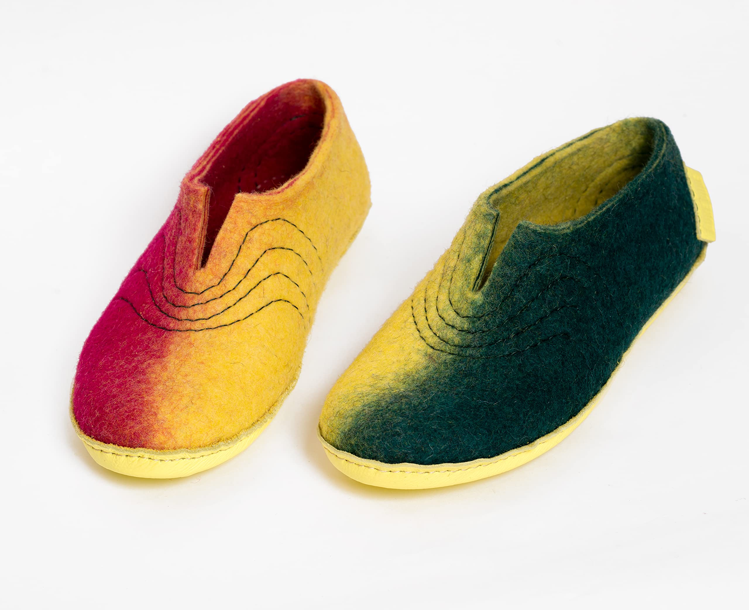 Women's Boiled Wool Slippers for High Instep - Cozy Indoor House Shoes for Winter Comfort & Relaxation at Home