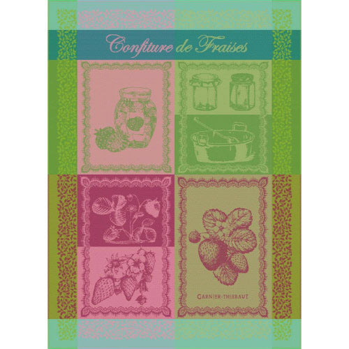 Strawberry Jam Printemps Tea Towel - French Kitchen Decor, Spring Tea Party Accessory, Farmhouse Dish Towel for Baking & Hosting Gifts