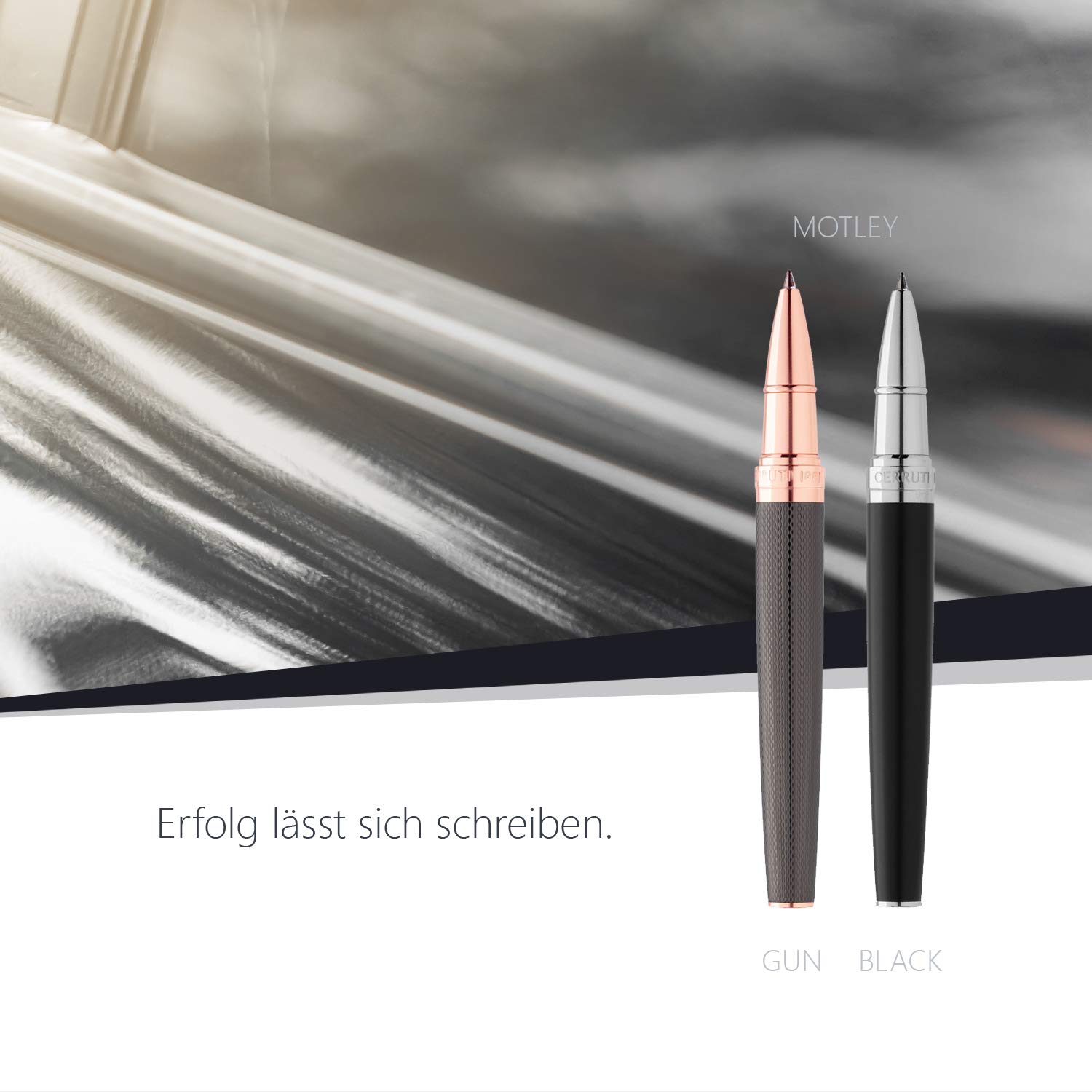 Cerruti 1881 Rollerball Pen MOTLEY - Premium Black Ink Writing Instrument with Gift Box - Perfect for Office, Business Gifts & Luxury Writing Needs