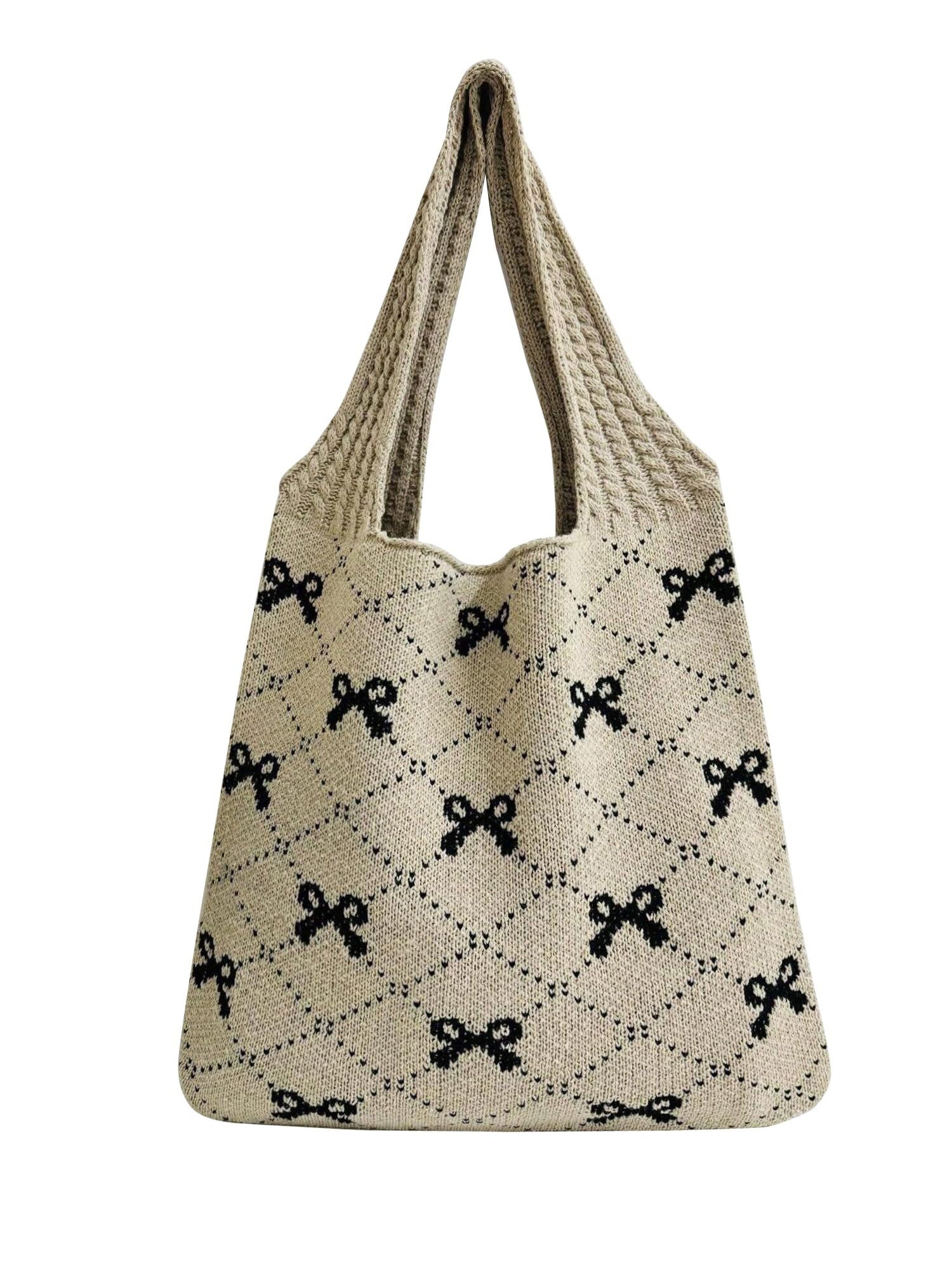 Stylish Crochet Tote Bag for Women - Boho Knitted Shoulder Handbag with Bow Design | Perfect for Travel, Beach & Everyday Use