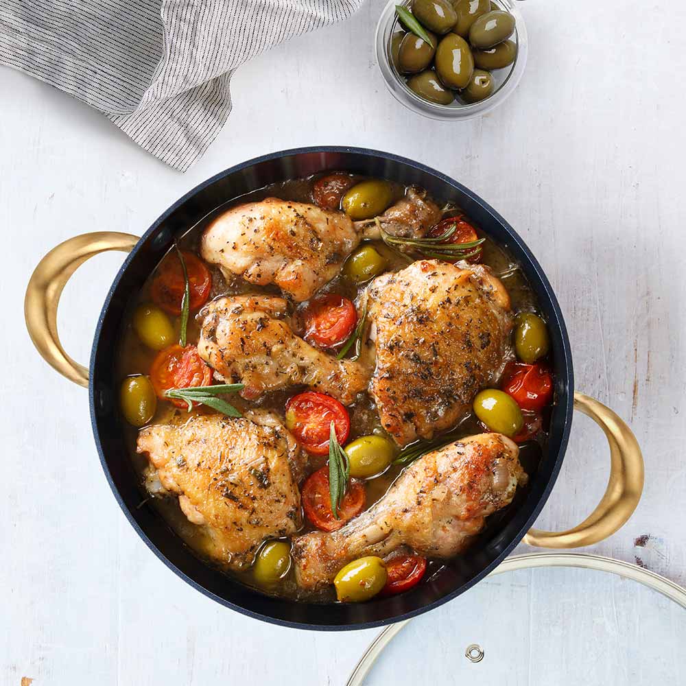 EasyCook Non-Stick 3-Piece Cookware Set - Basil & Gold Ceramic Coating, Oven & Dishwasher Safe - Perfect for Frying, Sautéing & Everyday Cooking
