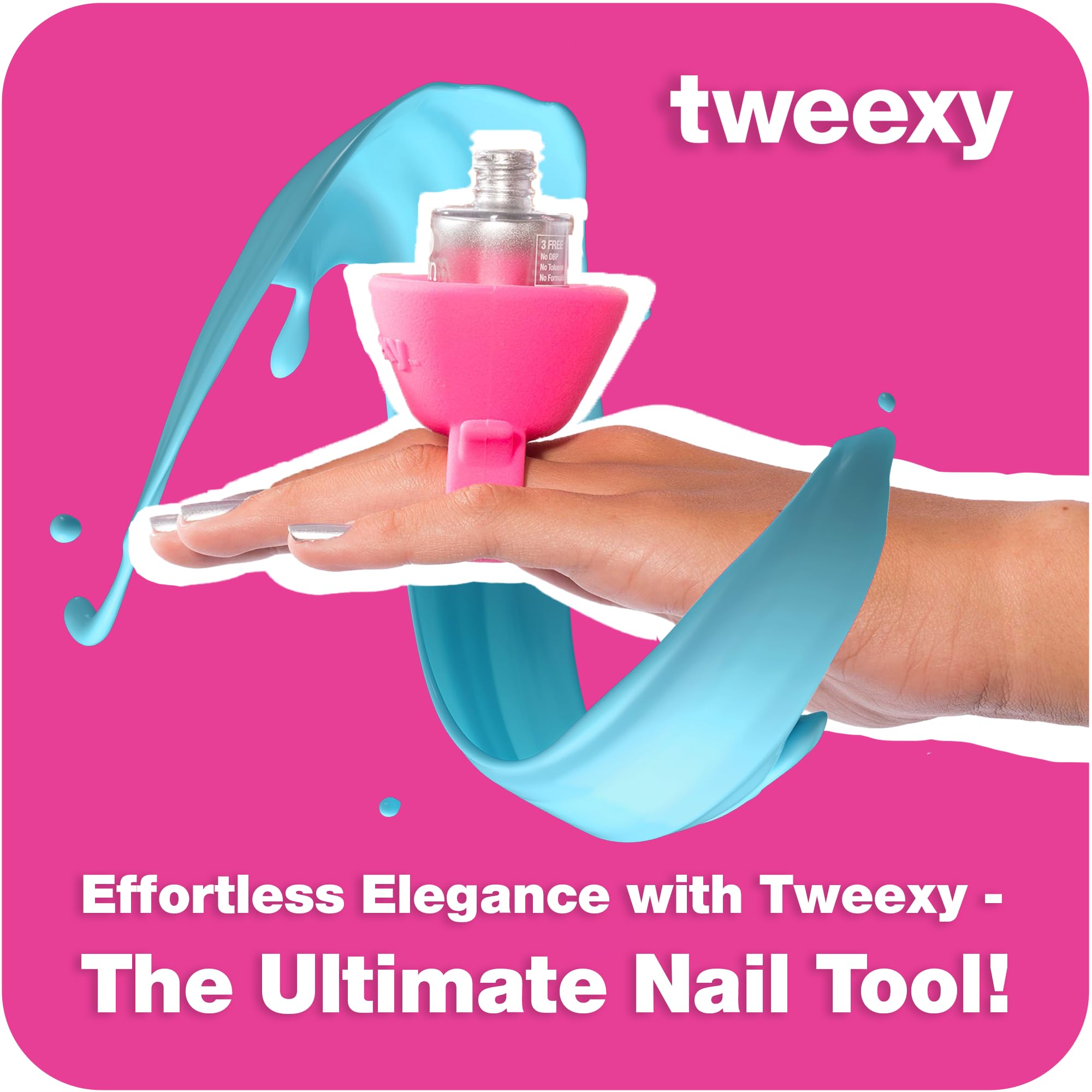 Tweexy Wearable Nail Polish Holder Ring - Hands-Free Portable Manicure Accessory for Women, Secure Grip for All Bottle Sizes, Convenient Nail Polish Organizer Stand (Bonbon Pink) - Perfect for Home Manicures, Travel & Salon Use