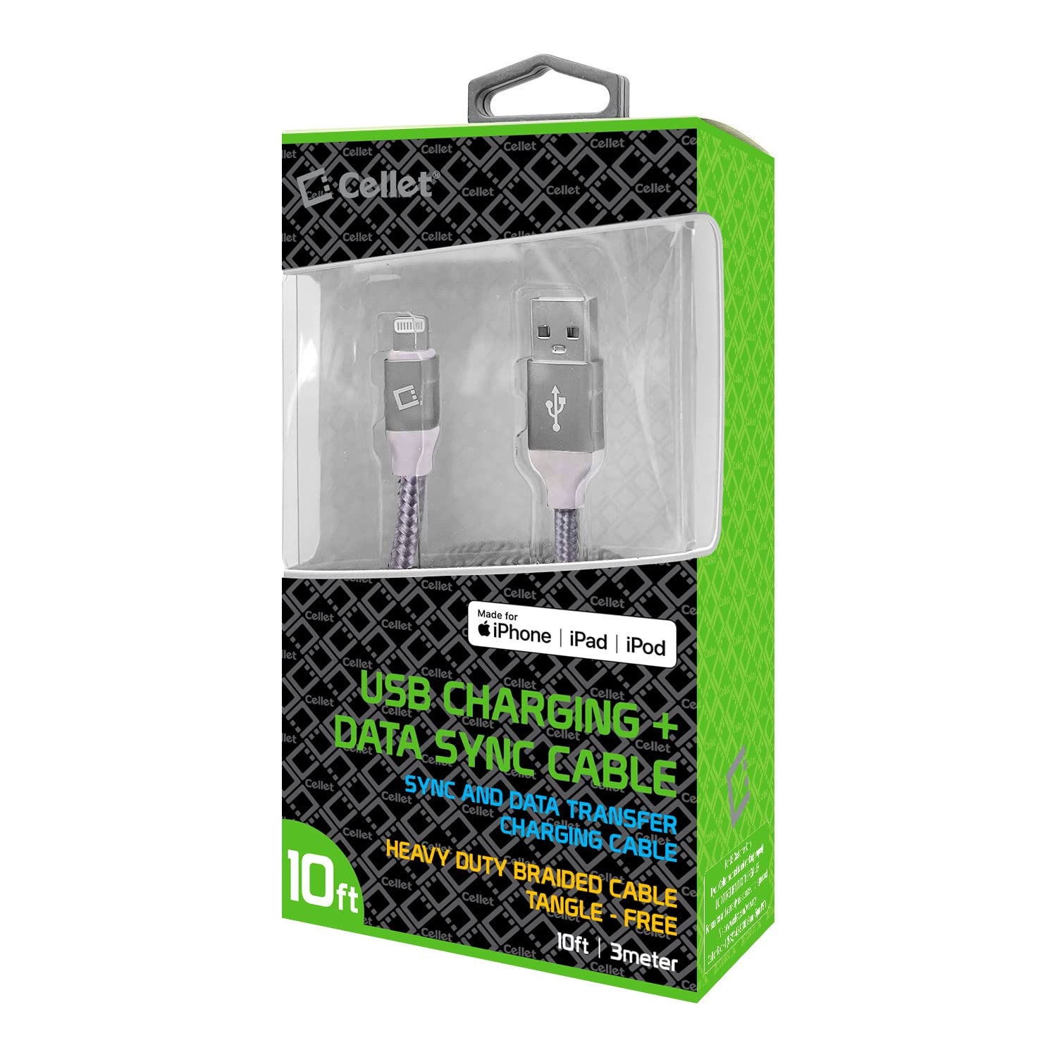 Heavy-Duty Nylon Braided Lightning Cable 10FT - Apple MFi Certified Charging Cord for iPhone 14/13/12/11/X/8/7 - Durable Fast Charging USB Cable for Home, Office, Car & Travel