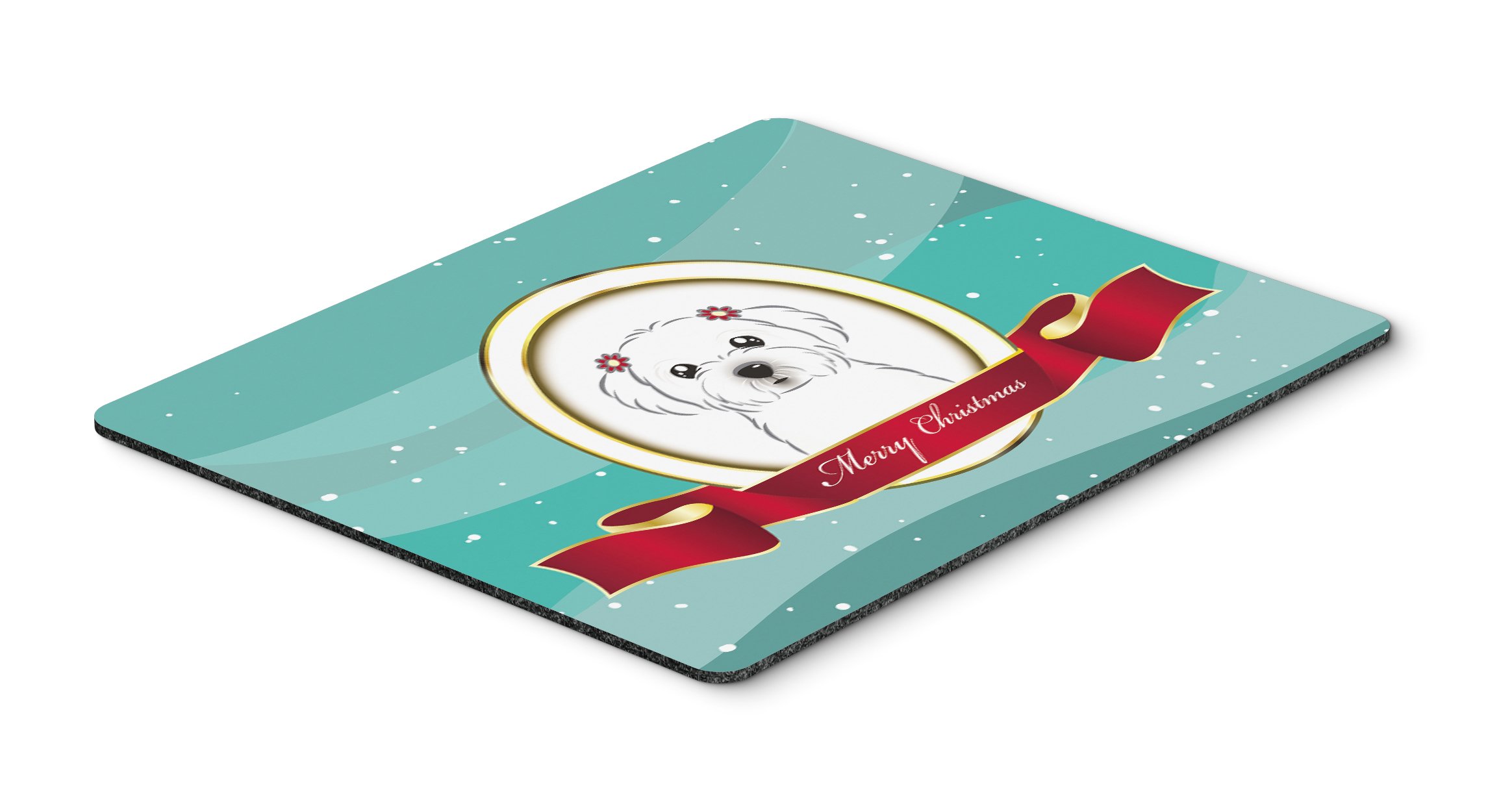 Caroline's Treasures BB1518MP Maltese Merry Christmas Mouse Pad - Large Washable Non-Slip Desk Mat for Home Office, Gaming & Computer Work | Holiday Decor & Gift Idea
