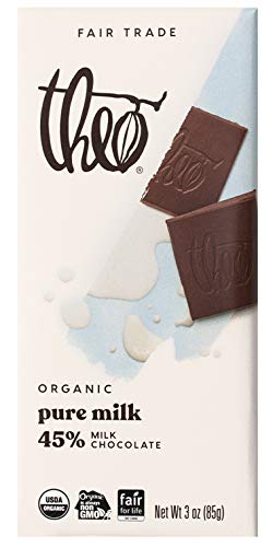 Theo Chocolate Organic Milk Chocolate Bar 45% Cacao - Fair Trade, Non-GMO, Gluten-Free | Perfect for Gifts, Baking & Healthy Snacking