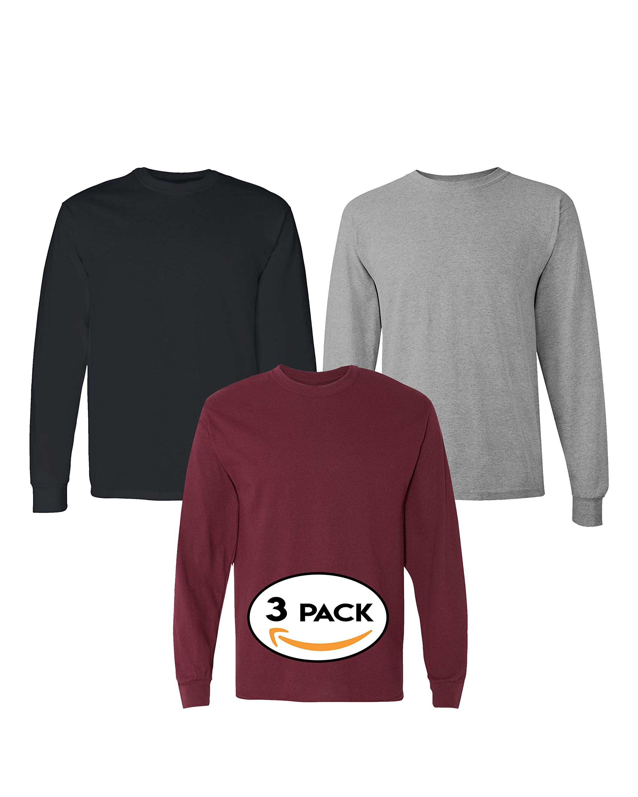 5400 Multipack Men's Long Sleeve T-Shirts Bundle - Bulk Heavy Cotton Plain Shirts for Men - Custom Color Set - Perfect for Workwear, Uniforms & Casual Outfits