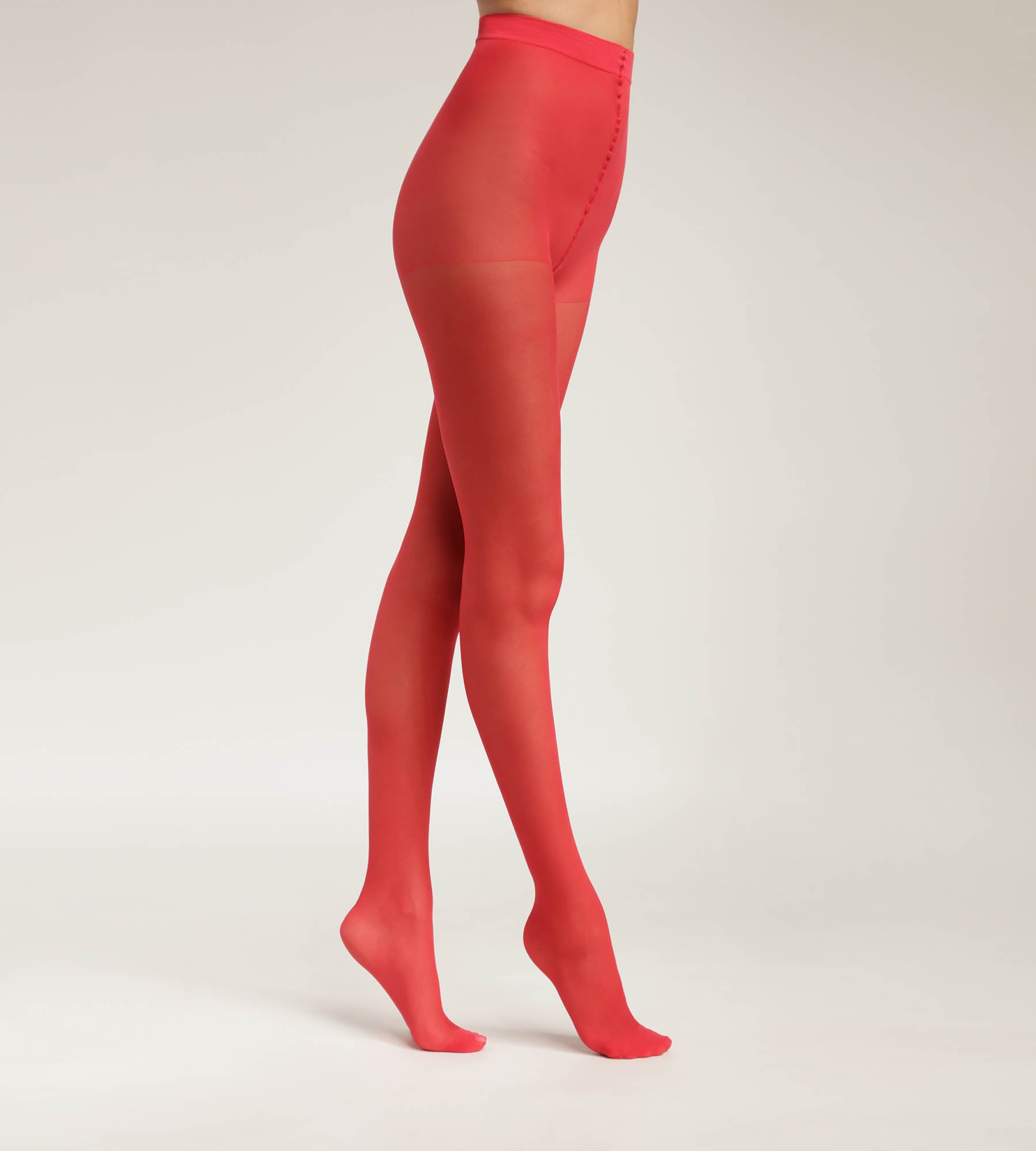 Sheer Red Women's Tights with Contrast Seam - Elegant & Comfortable Dim Style for Work, Party & Everyday Wear