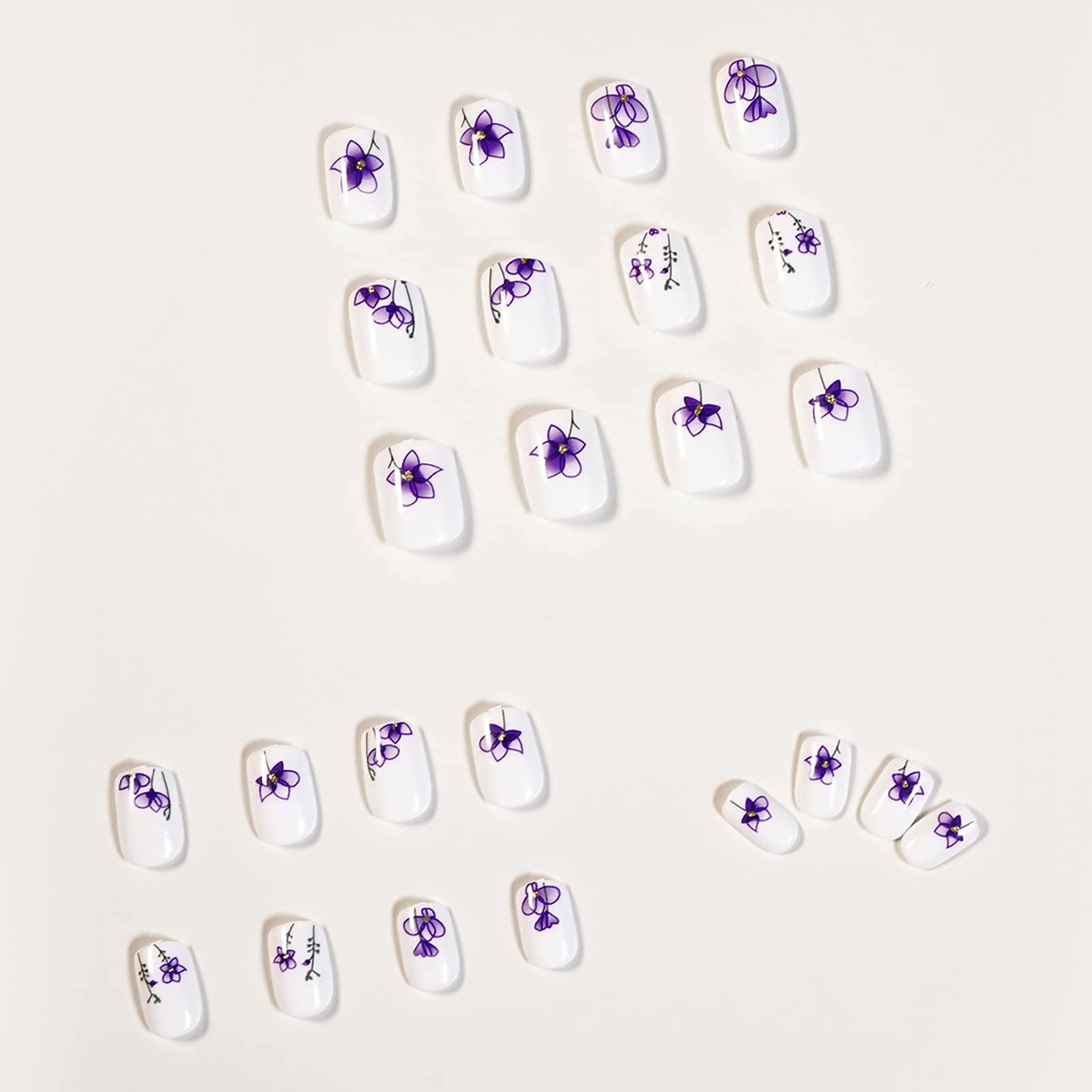 Floral Press on Nails - Long Lasting Fake Nails with Flower Designs | Perfect for Parties, Weddings & Everyday Wear