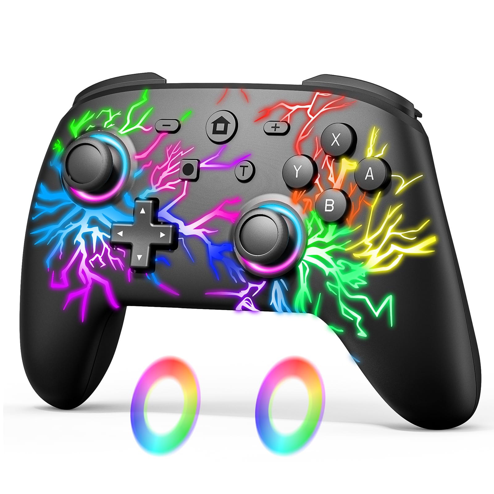 Fanlacy Wireless Switch Controller with LED, 6-Axis Gyro, Adjustable Vibration & Turbo Function - Compatible with Nintendo Switch/OLED/Lite - Perfect for Gaming, Travel & Family Entertainment
