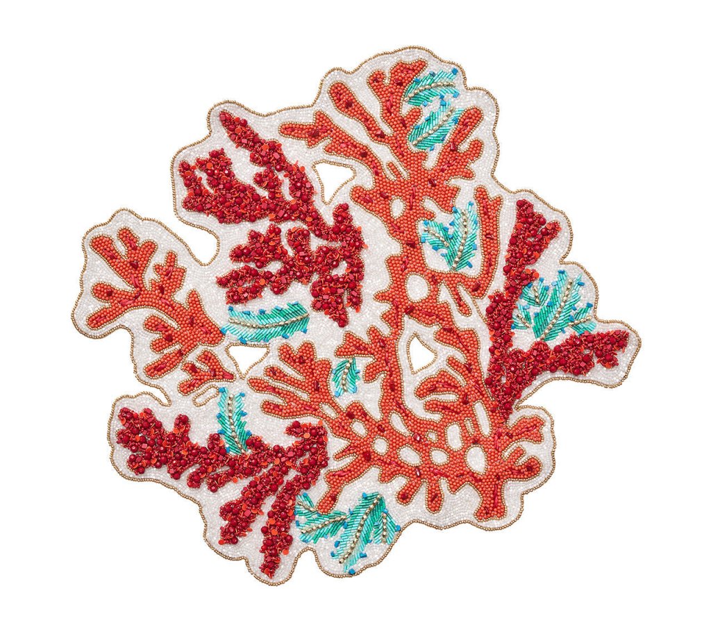 Coral & Turquoise Placemat Set of 2 - Waterproof Non-Slip Table Mats for Dining, Kitchen, and Outdoor Picnics