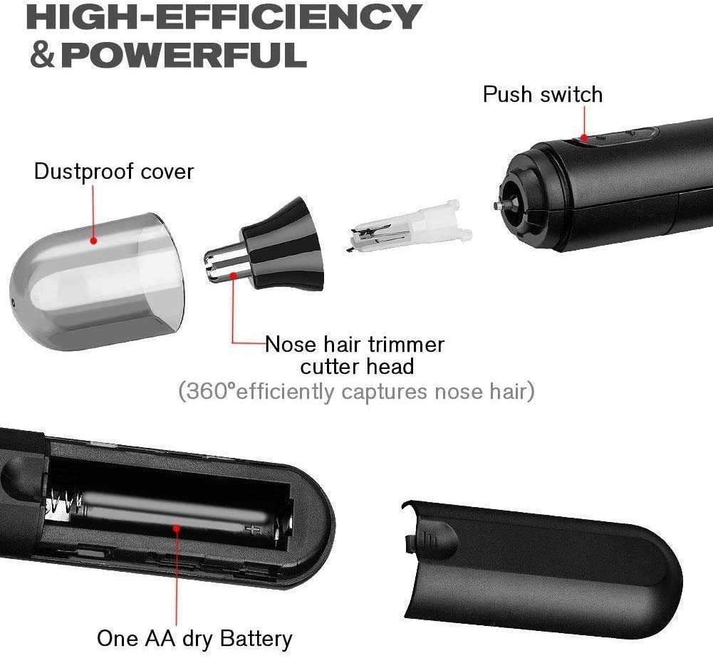 Professional Pain-Free Ear & Nose Hair Trimmer Clipper - Eyebrow & Facial Hair Grooming Kit for Men - Perfect for Travel, Home & Personal Grooming