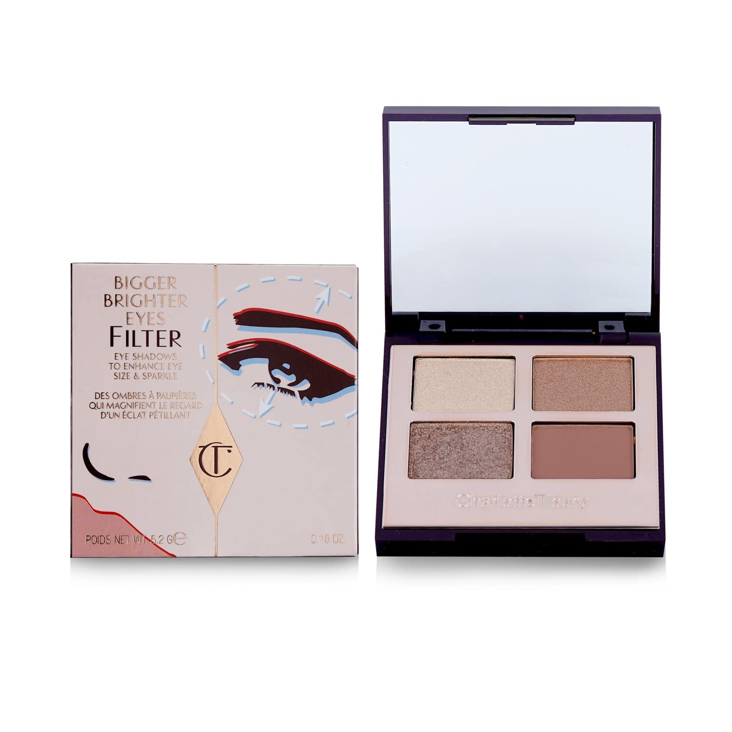 Charlotte Tilbury Bigger Brighter Exxager-Eyes Eyeshadow Palette in Rose Gold - Creamy Matte & Shimmer Shades for Dramatic Eye Makeup | Perfect for Date Night & Special Occasions