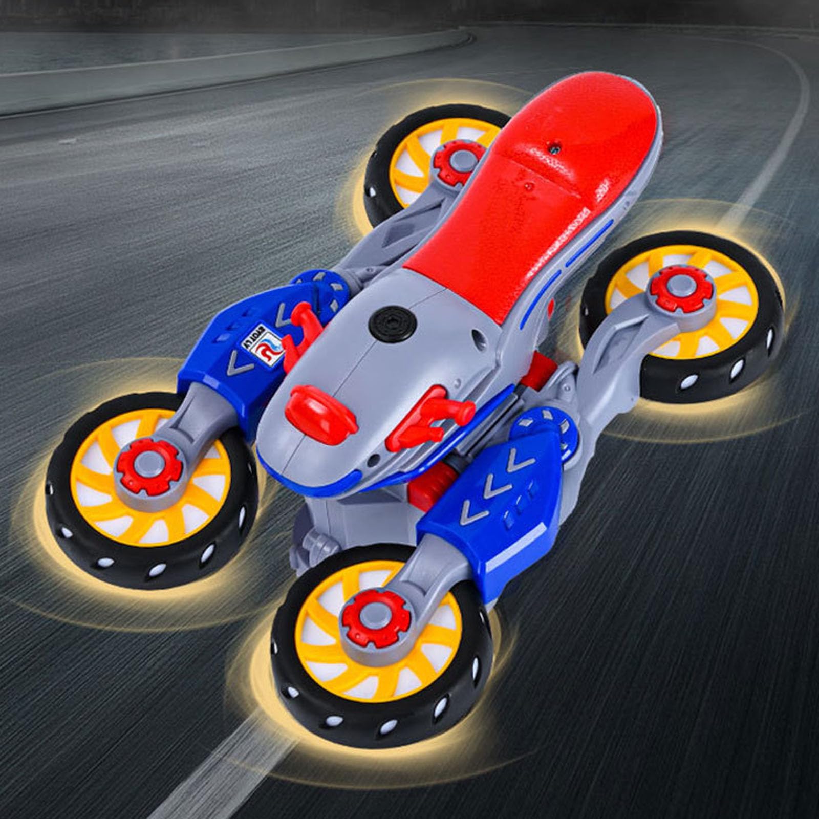 Electric Deforming Motorcycle Toy with Light & Music - 360° Rotation for Kids Play