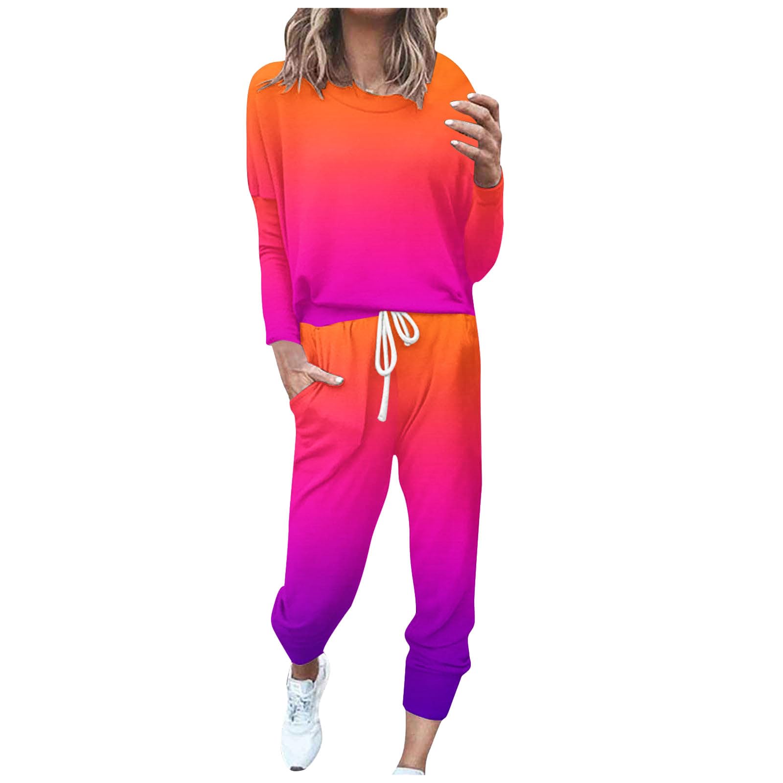 Jxsoyen Women's 2-Piece Lounge Set - Crewneck Long Sleeve Top & Drawstring Jogger Pants Tracksuit | Comfortable Outfit for Home, Yoga, Running & Casual Wear