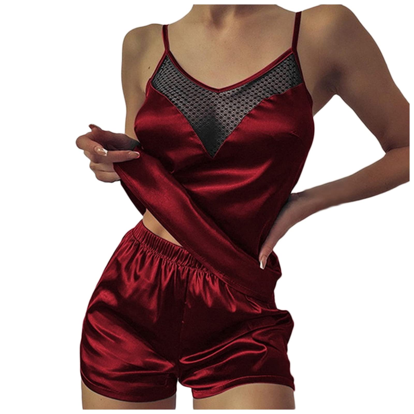 Women's Soft & Comfortable Pajama Set - Camisole & Shorts Sleepwear, Sexy Lingerie Nightwear & Loungewear for Relaxing at Home or Romantic Nights