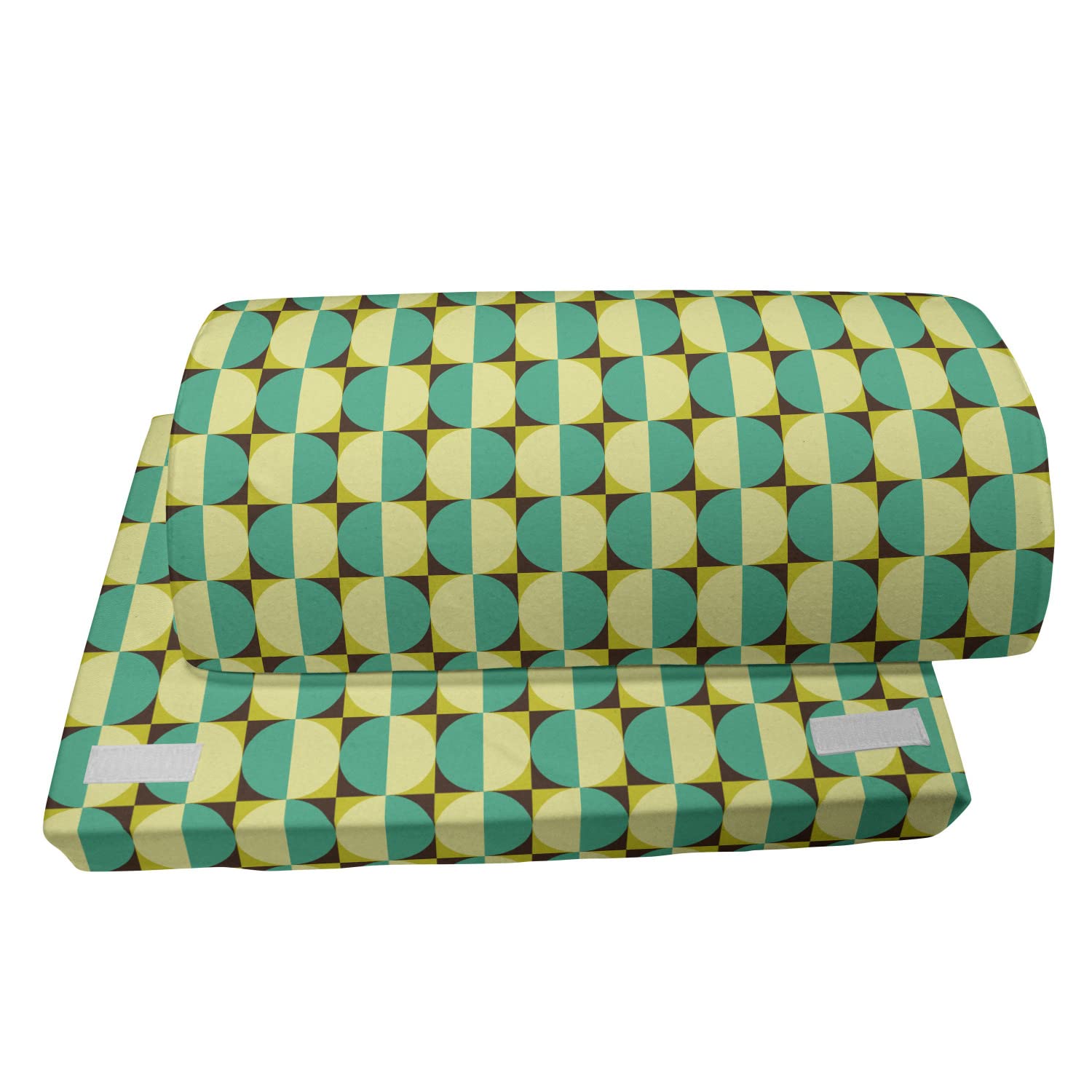 Ambesonne Geometric Foot Rest with Non-Slip Backing - Adjustable Ergonomic Memory Foam Leg Support for Office & Home - Cream Seafoam Design with Dichromatic Circles & Squares - Perfect for Work Desks, Gaming Chairs, and Relaxation