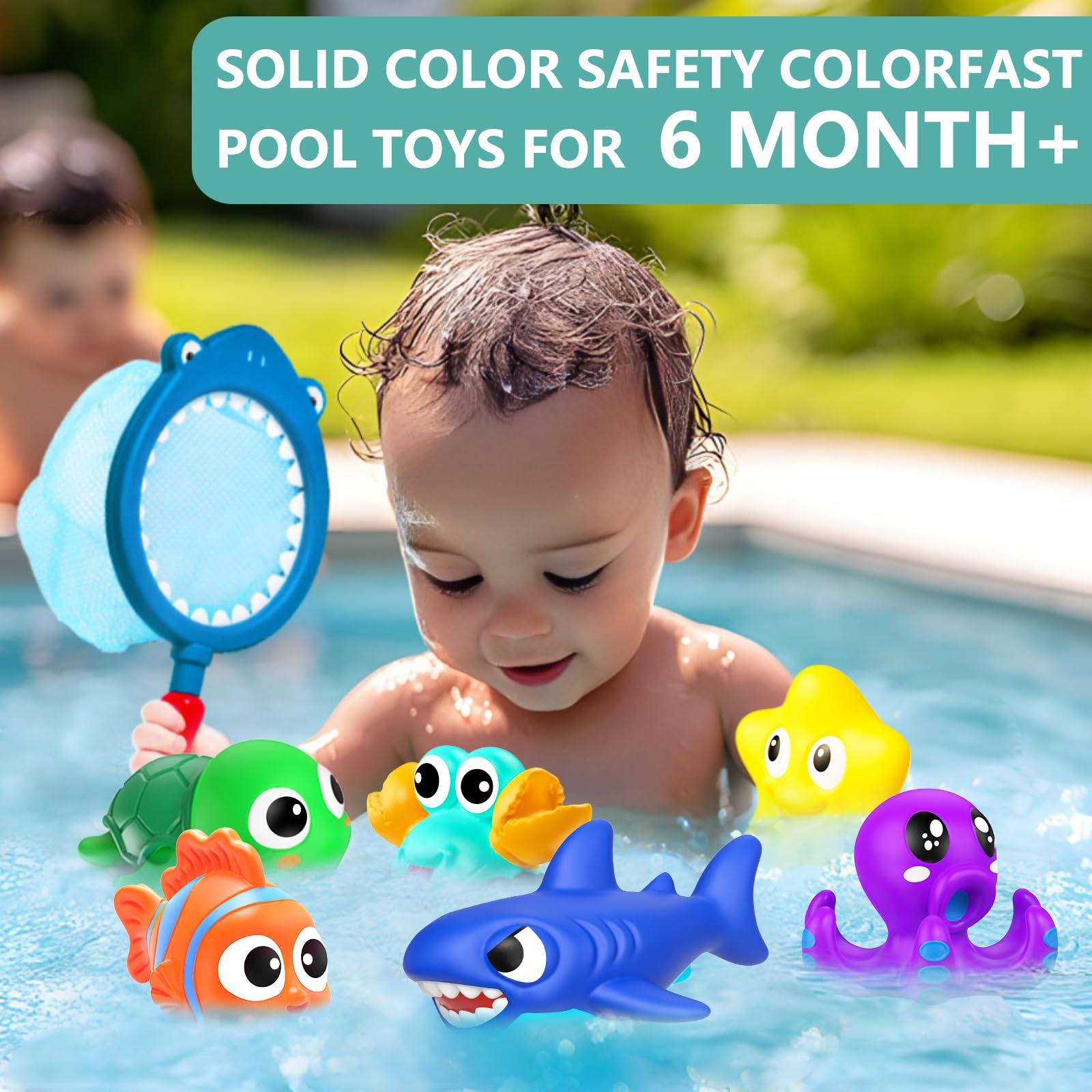 Mold-Free Baby Bath Toys for Kids Ages 1-3 - No Hole Ocean Animal Water Toys for Toddlers & Infants - Bathtub, Shower, Beach & Pool Play - Includes Storage Bag - Perfect Gift for Boys & Girls