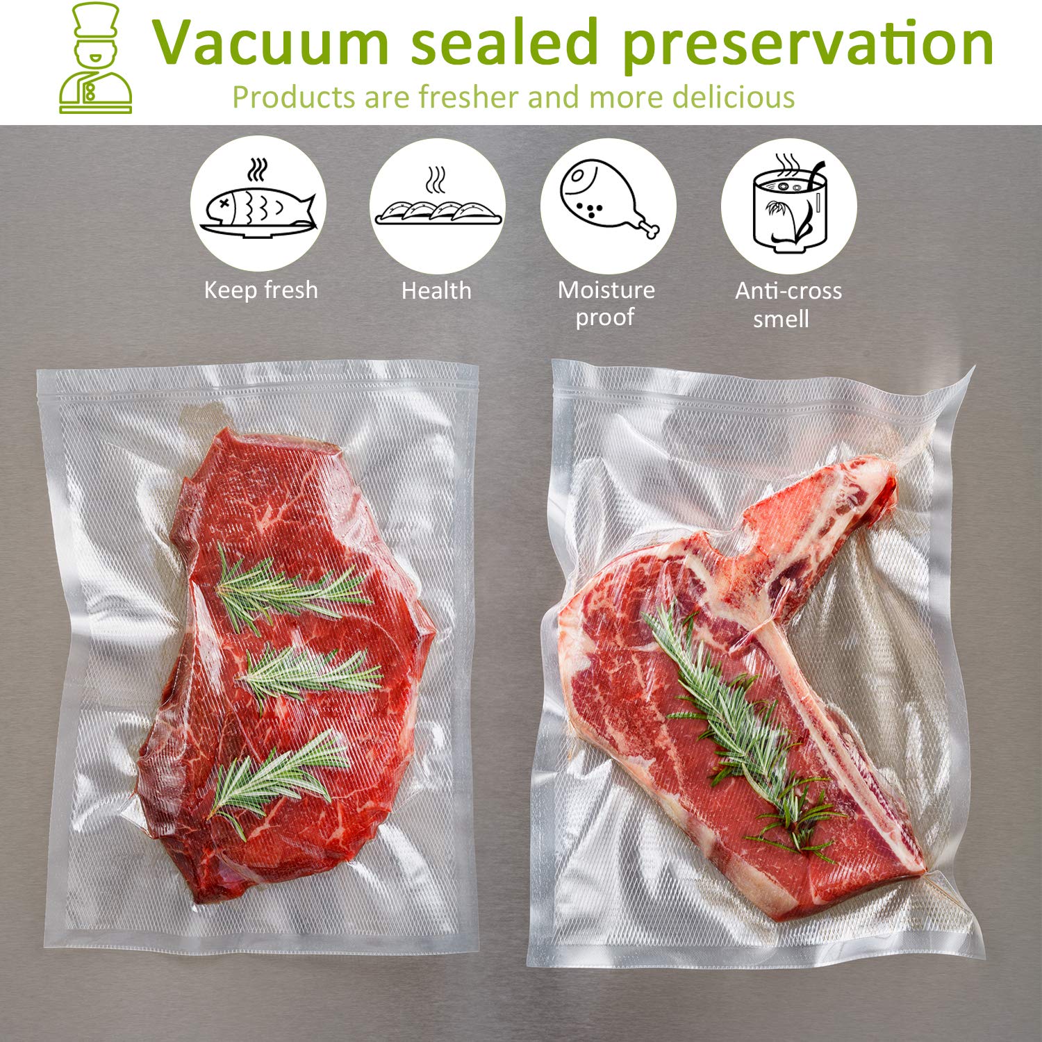 6 Pack Heavy Duty Vacuum Sealer Bags - 11