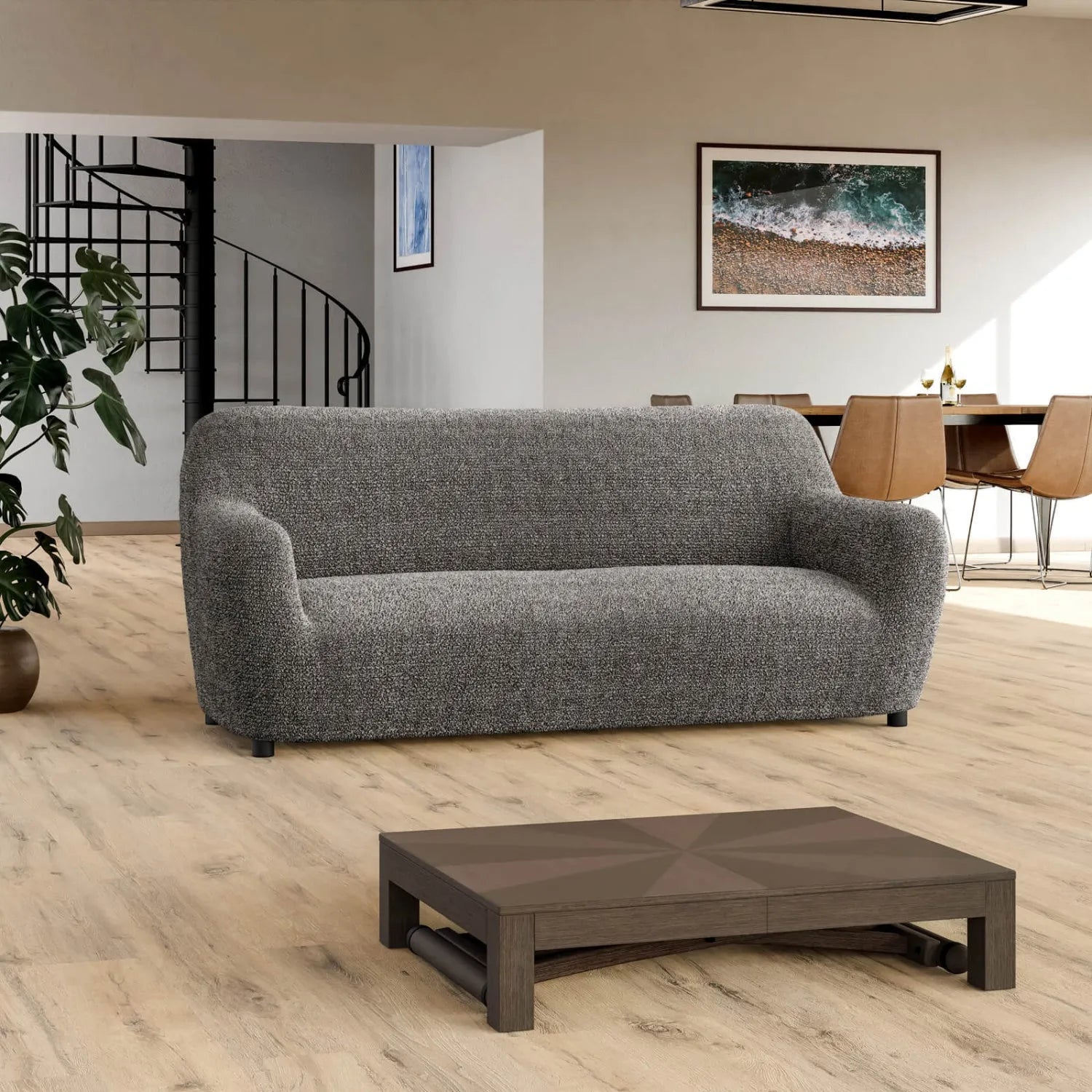 3 Seater Sofa Slipcover - Soft Microfiber Printed Fabric - Perfect for Living Room, Family Room & Home Decor