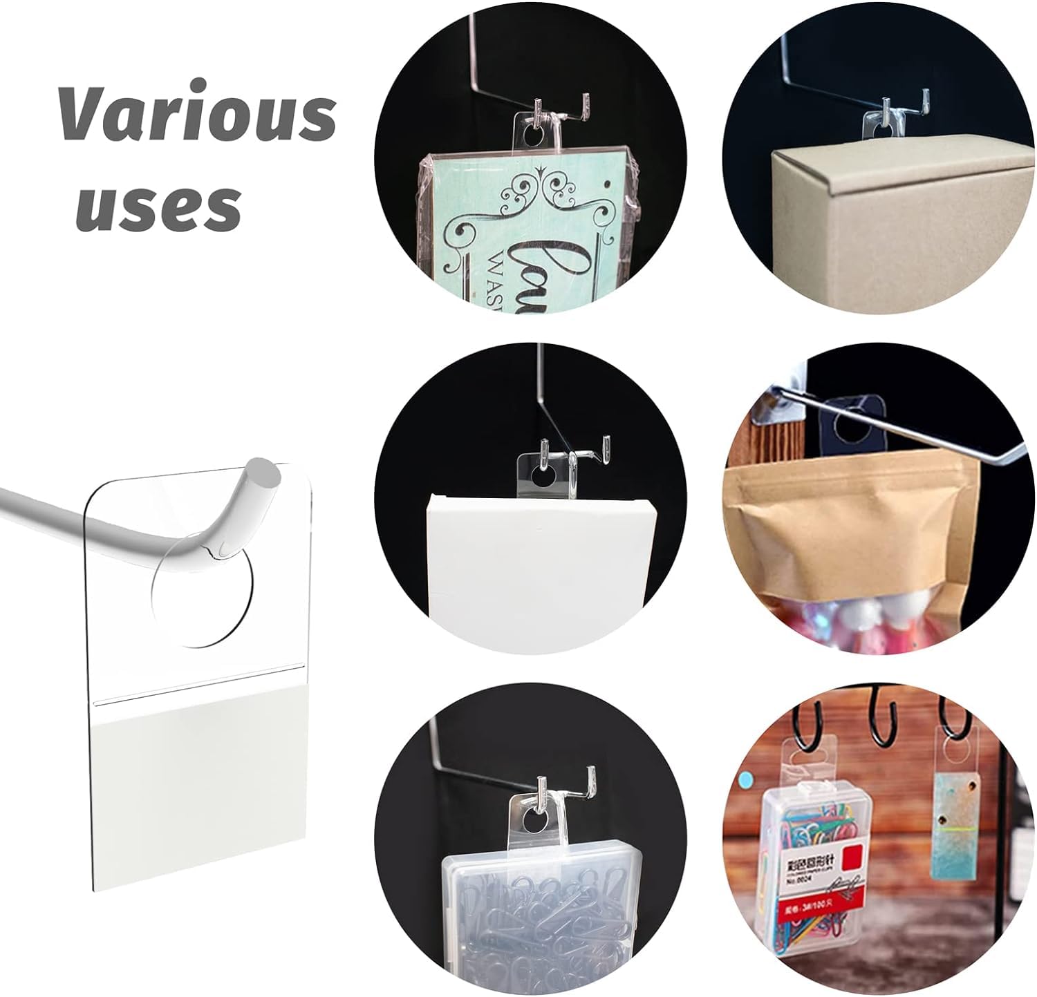 1000pcs Clear Self-Adhesive Plastic Hooks - Sticky Hanging Tabs with Round Holes for Retail Stores, Pegboard Organization & Home Use - Perfect for Displaying Merchandise, Organizing Tools & Hanging Decorations