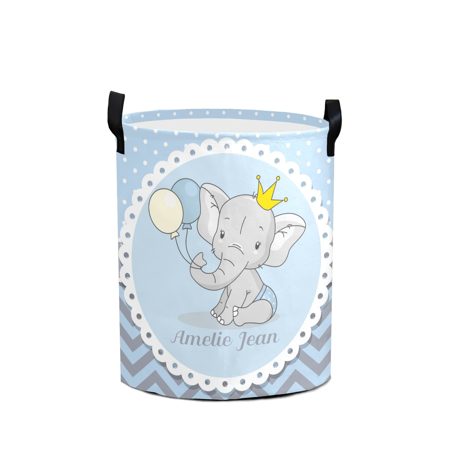 Waterproof Oxford Fabric Storage Bin - Prince Elephant Dots Laundry Hamper & Toy Organizer Basket for Bedroom, Nursery, Clothes & Gift Storage | Perfect for Baby Room Organization & Home Decor