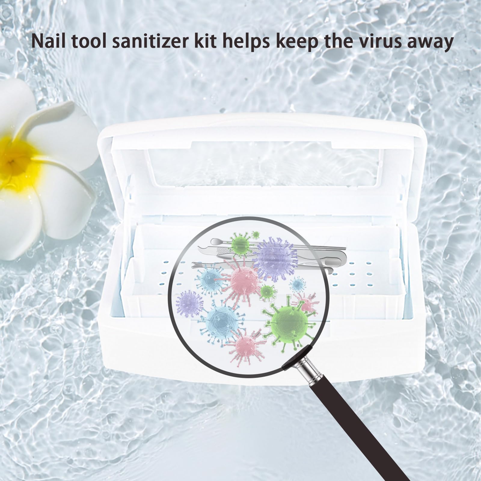Professional Nail Tool Sterilizer Box - UV Sanitizer for Nail Art Tools, Sterilization Tray for Tweezers & Manicure Equipment | Salon & Home Use Nail Tech Organizer | Perfect for Nail Salons, Home Manicures & Beauty Professionals
