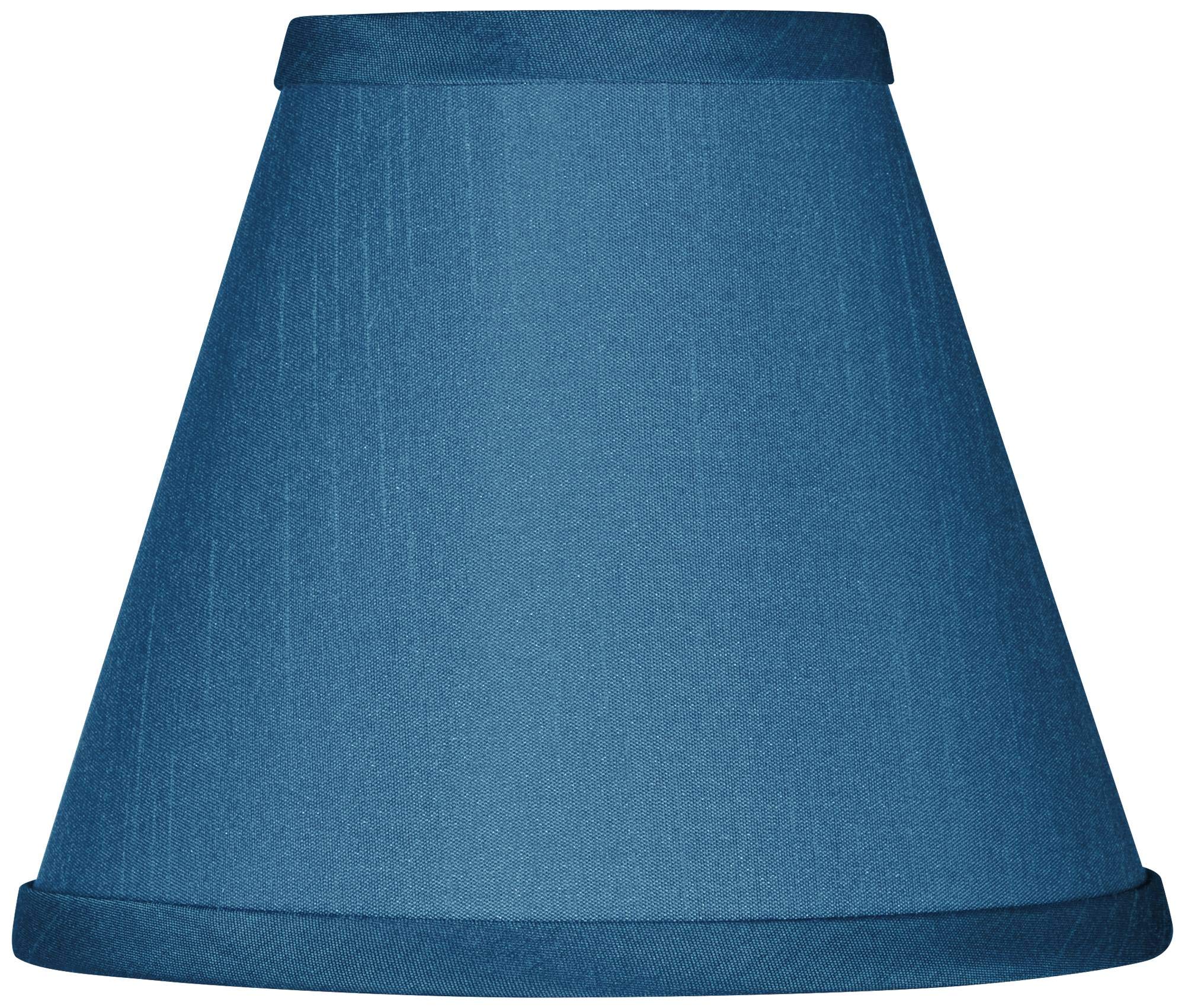 Set of 4 Blue Faux Silk Empire Lamp Shades - Hardback, 3