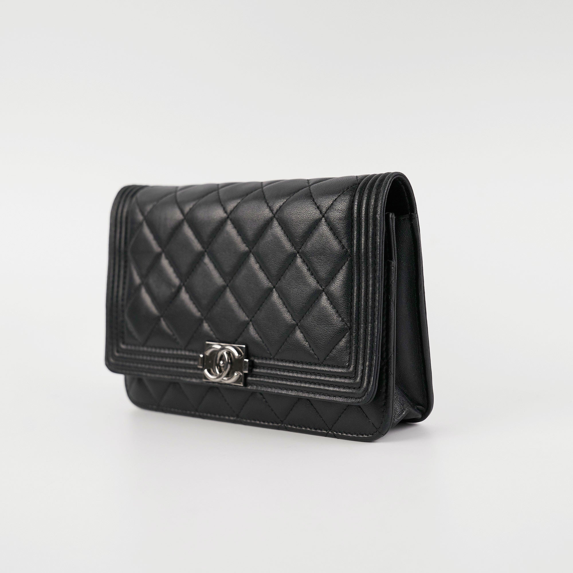 Chanel Boy Wallet On Chain WOC Lambskin Leather Black Crossbody Bag for Women - Perfect for Evening Parties, Date Nights & Luxury Fashion Accessories