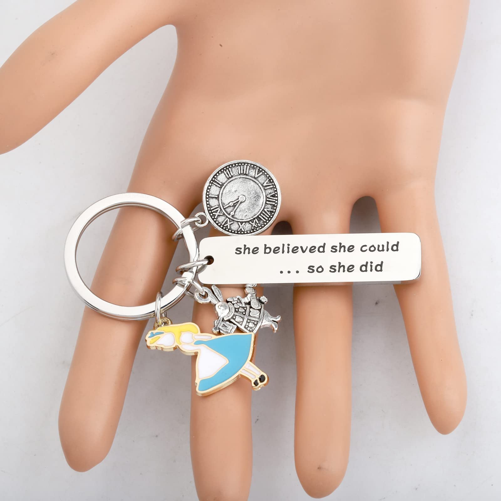 FOTAP Alice Bracelet - Inspirational 'She Believed She Could So She Did' Motivational Jewelry for Women - Perfect Gift for Alice Fans, Graduation, Birthday & Daily Encouragement