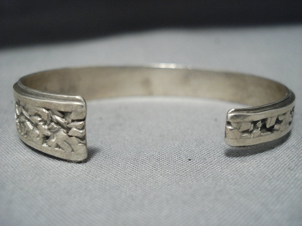 Vintage Zuni Raised Panel Sterling Silver Bracelet - Handmade Native American Jewelry with Turquoise Stone for Women | Perfect for Boho Fashion, Gift Giving & Special Occasions