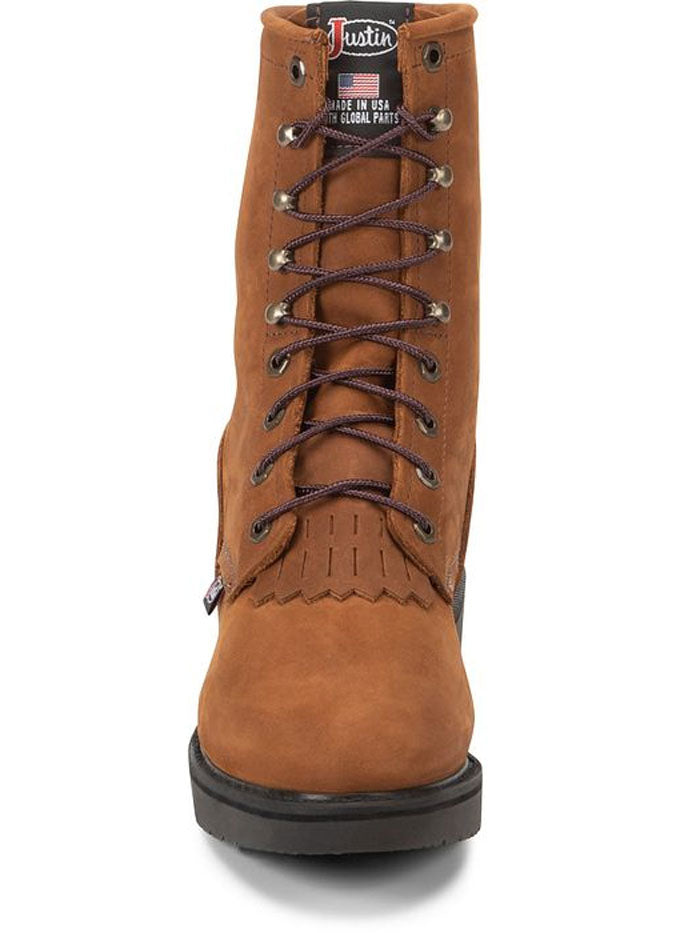 Justin 760 Men's CONDUCTOR Lace Up Work Boot - Hazel Brown - Durable Safety Shoes for Construction, Outdoor Work & Heavy Duty Jobs