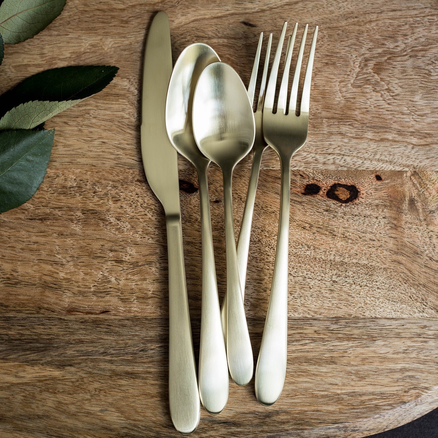 Poet Champagne Satin 20-Piece Flatware Set - Elegant Stainless Steel Cutlery for Fine Dining, Weddings & Special Occasions
