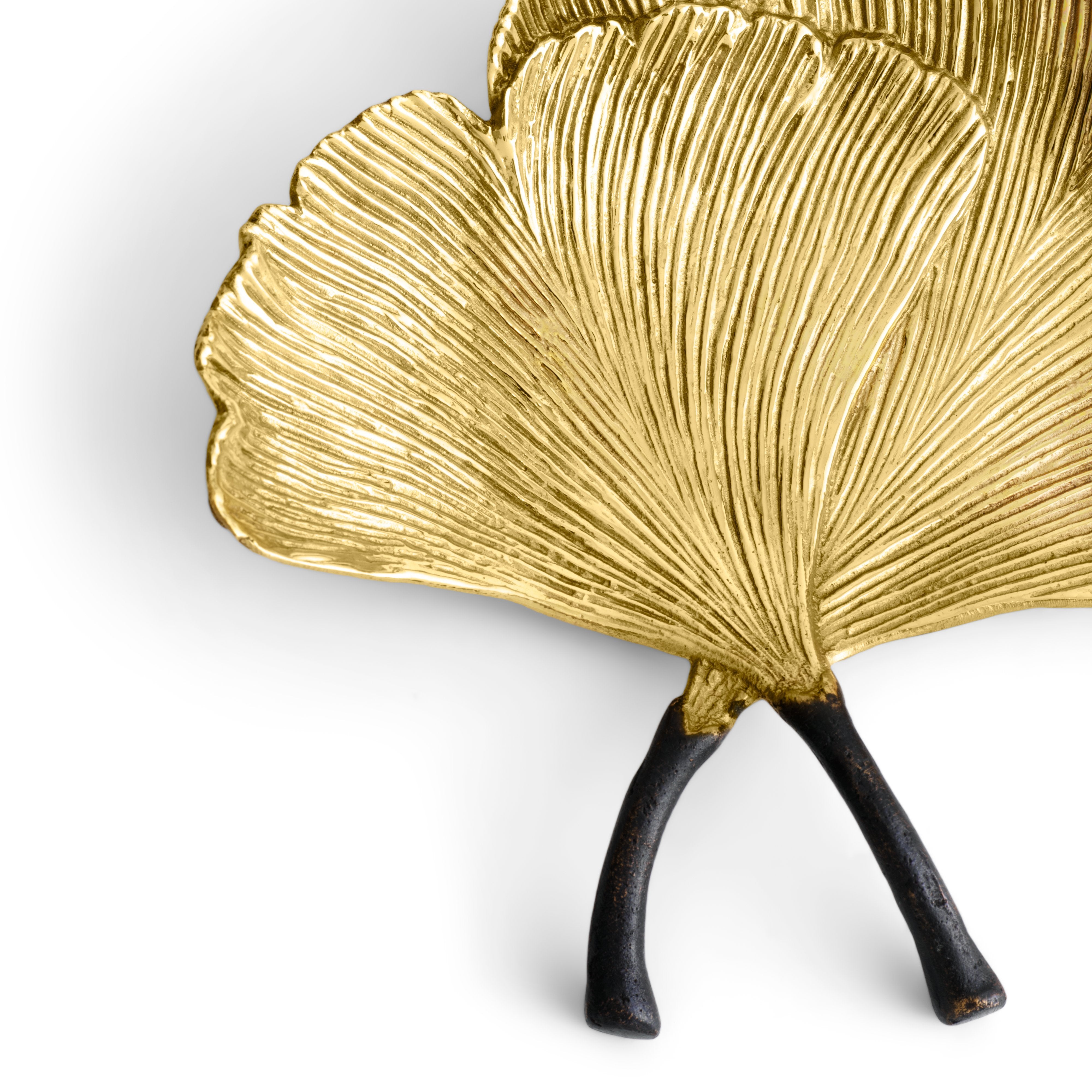 Premium Golden Ginkgo Leaf Catch All Tray - Elegant Entryway Organizer for Keys, Jewelry & Essentials | Perfect for Home, Office & Gift Giving