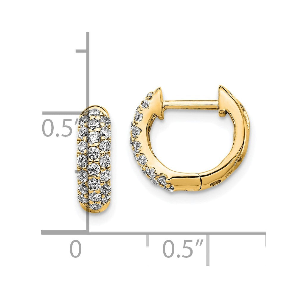 14K Gold Diamond Hinged Hoop Earrings - Elegant Dangle Hoops for Women | Model EM5386 050 YA | Perfect for Weddings, Parties & Everyday Wear
