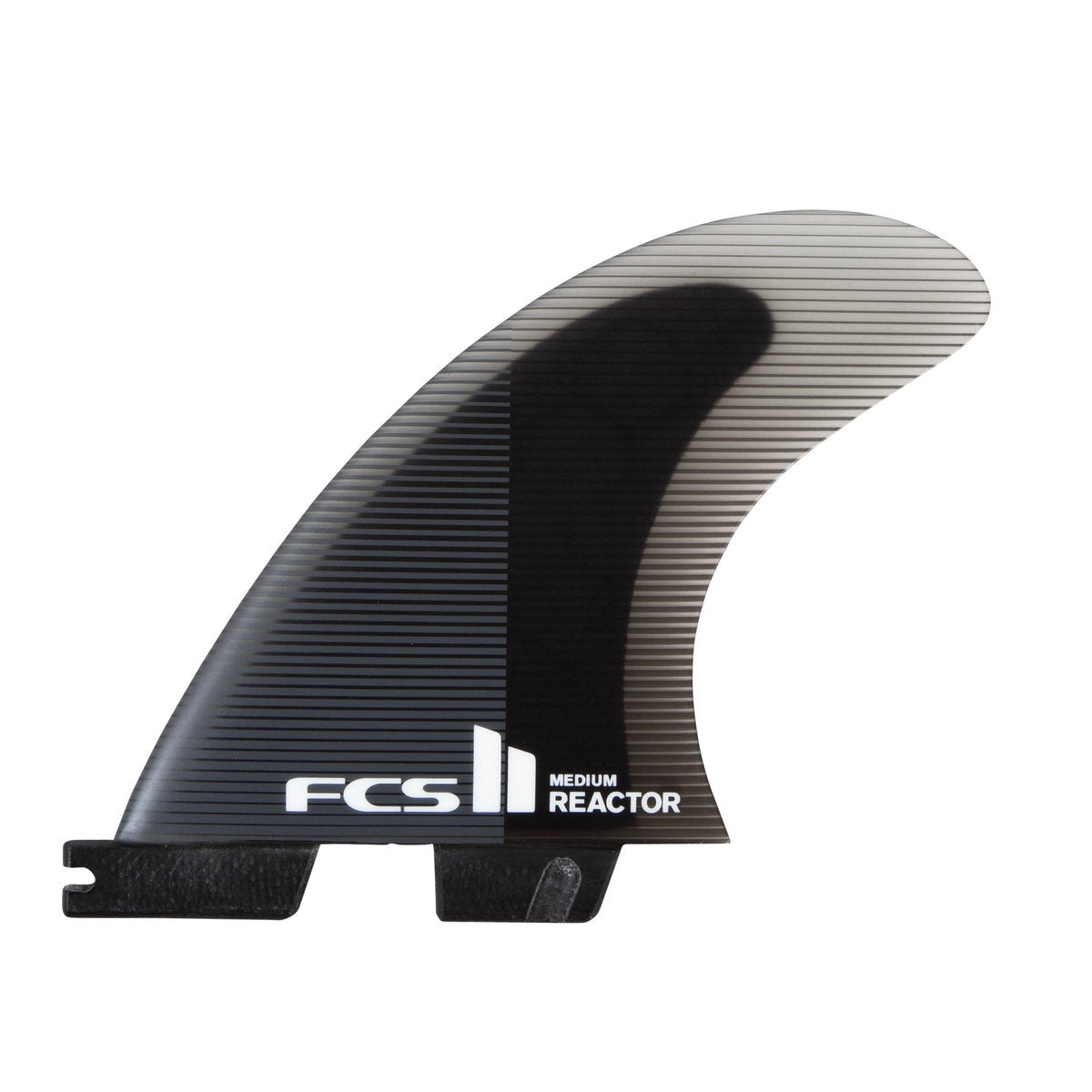 FCS II THRUSTER Reactor PC Medium Charcoal/Black Tri Fins - High-Performance Surfboard Fins for Enhanced Speed & Control - Perfect for Small to Medium Waves & All-Around Surfing