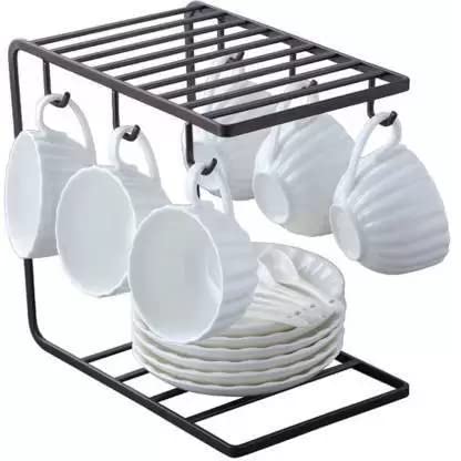 Stylish Steel Cup & Plate Holder for Kitchen - Space Saving Rack