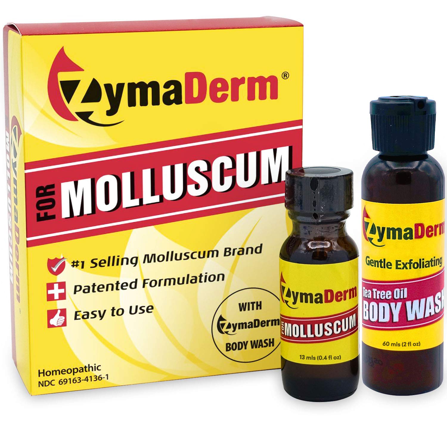 Zymaderm Molluscum Contagiosum Treatment for Kids & Adults - Fast Acting Wart Remover with Applicator | Tea Tree Oil Body Wash Included | Safe & Discomfort-Free Solution for Skin Bumps | Perfect for Home & Travel Use
