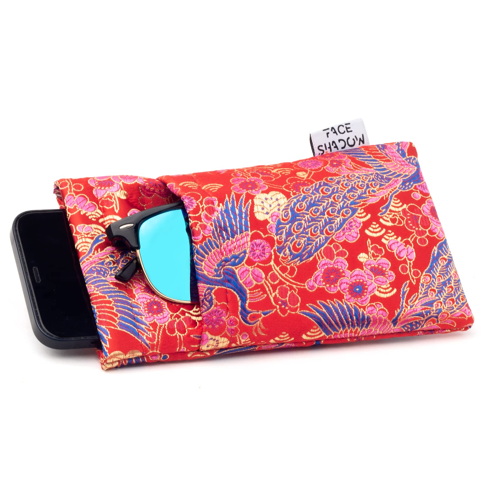 Large Double Eyeglasses Case with Squeeze Top - Soft Microfiber Glasses Pouch for Women - Eyewear Storage & Phone Purse - Perfect for Travel, Office, and Daily Use