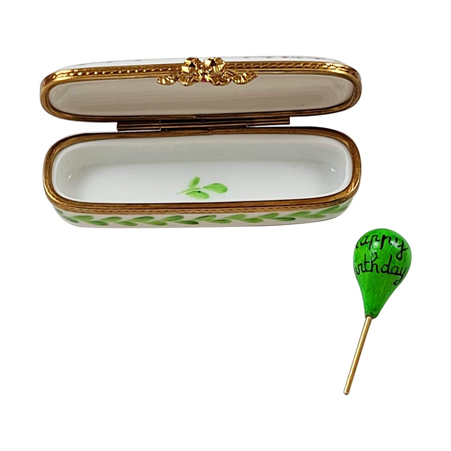 Rochard Oblong Happy Birthday Porcelain Box with Removable Balloon - Limoges Collectible Gift for Birthdays, Anniversaries & Special Occasions | Perfect for Cake Toppers, Party Decor & Keepsake Storage