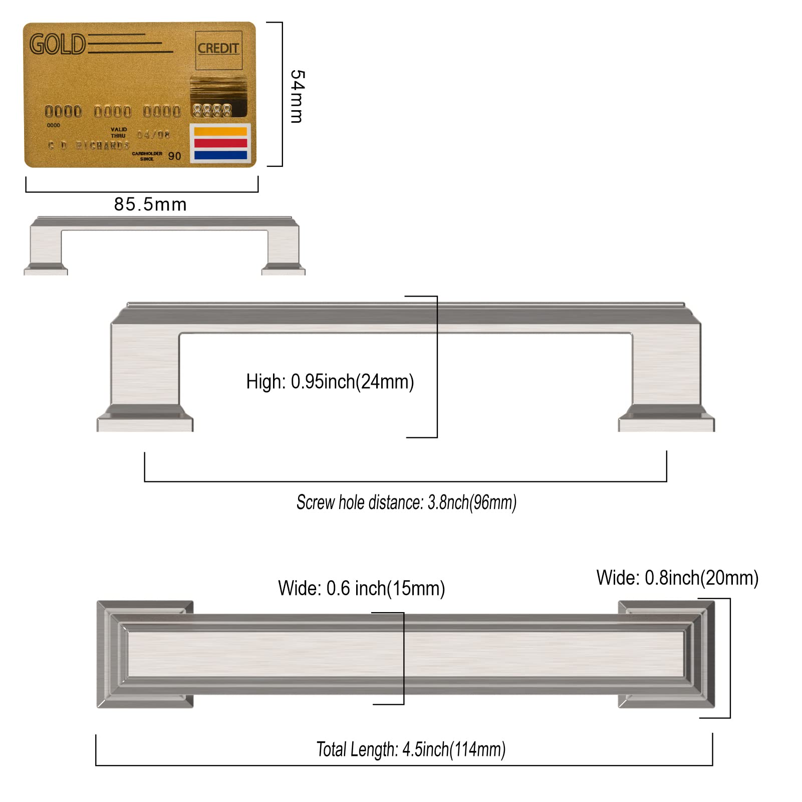 Amerdeco 10 Pack Brushed Nickel Cabinet Pulls 3-3/4 Inch for Kitchen & Bathroom