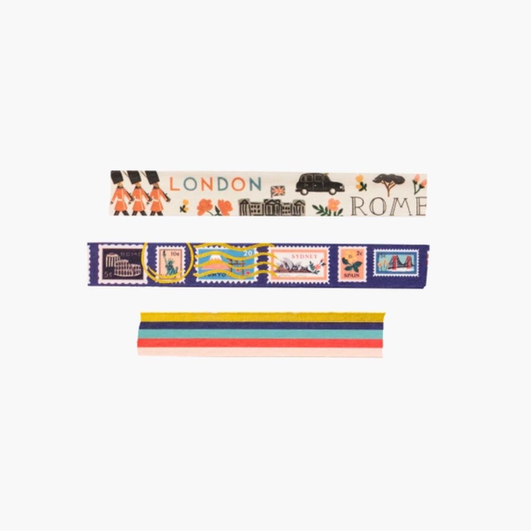Bon Voyage Washi Tape - Decorative Paper Tape for Scrapbooking, Journaling, Gift Wrapping & DIY Crafts - Perfect for Travel Memories, Bullet Journals and Creative Projects