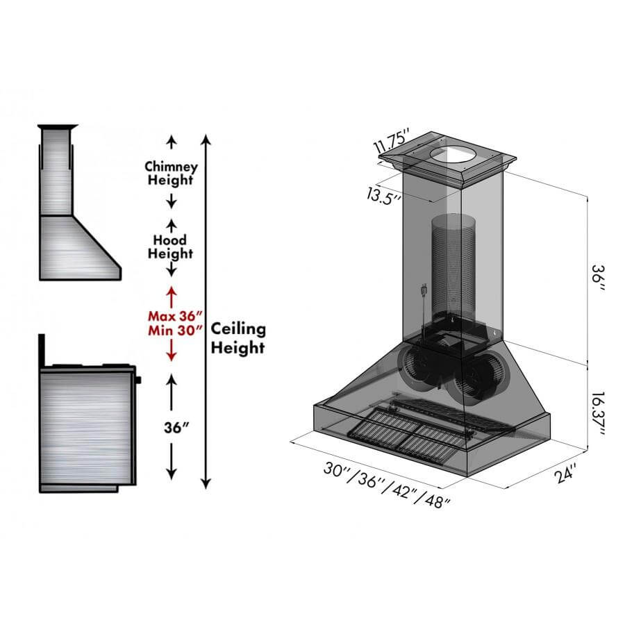 ZLINE Designer Series Wall Mount Range Hood in Hand Hammered Copper & Oil Rubbed Bronze (655 HBXXX) - Premium Kitchen Ventilation for Modern Homes & Restaurants