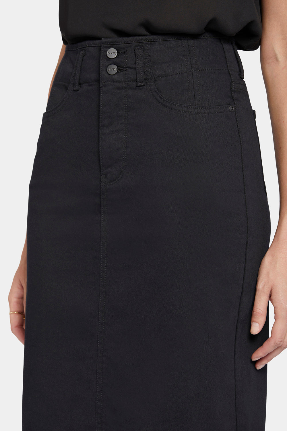 High Waist Black Skirt for Women - Elegant A-Line Midi Skirt with Pockets | Perfect for Office, Party & Casual Wear