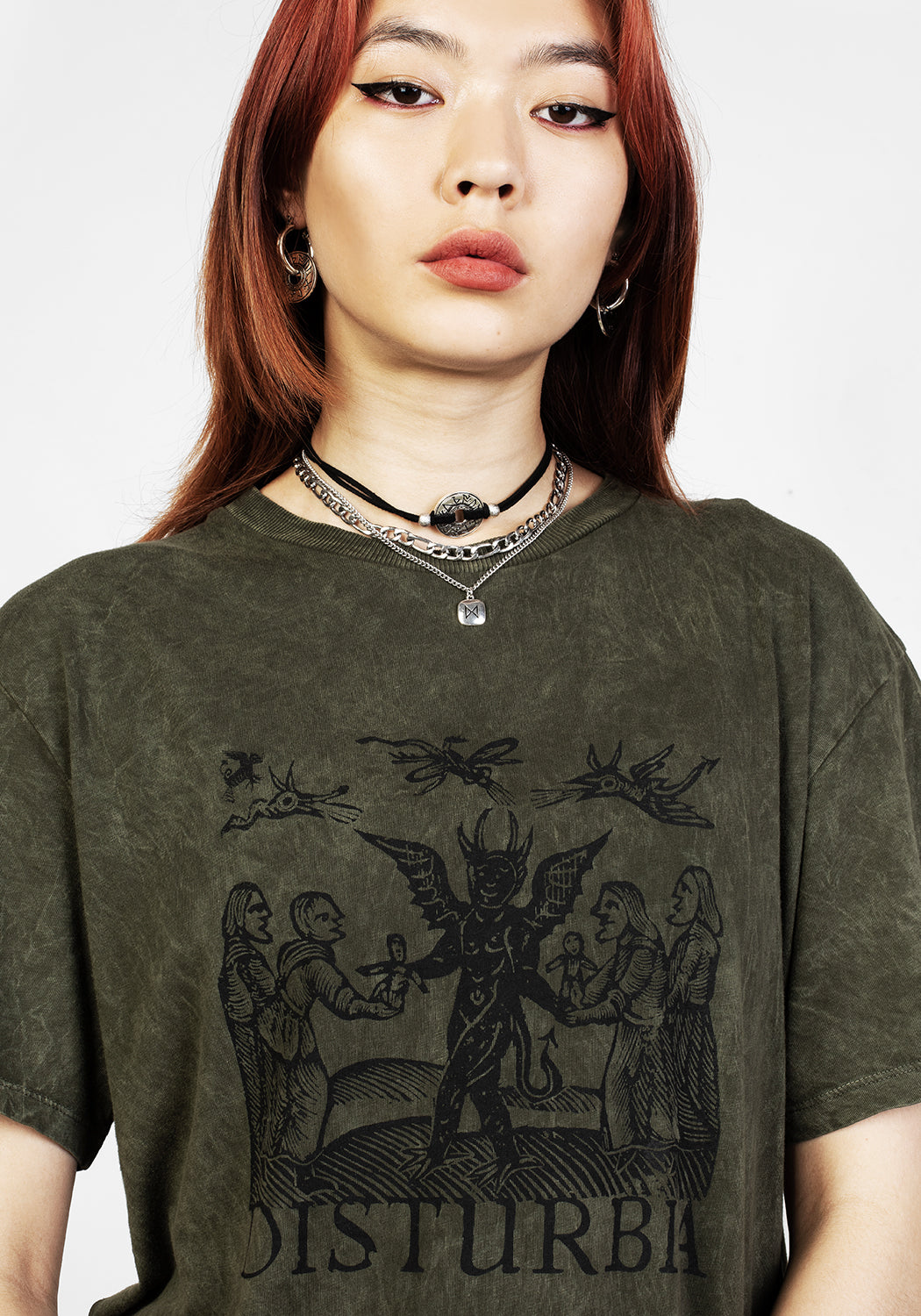 Devil Green Acid Wash T-Shirt for Men - Vintage Distressed Graphic Tee - Perfect for Casual Wear, Street Style & Concerts