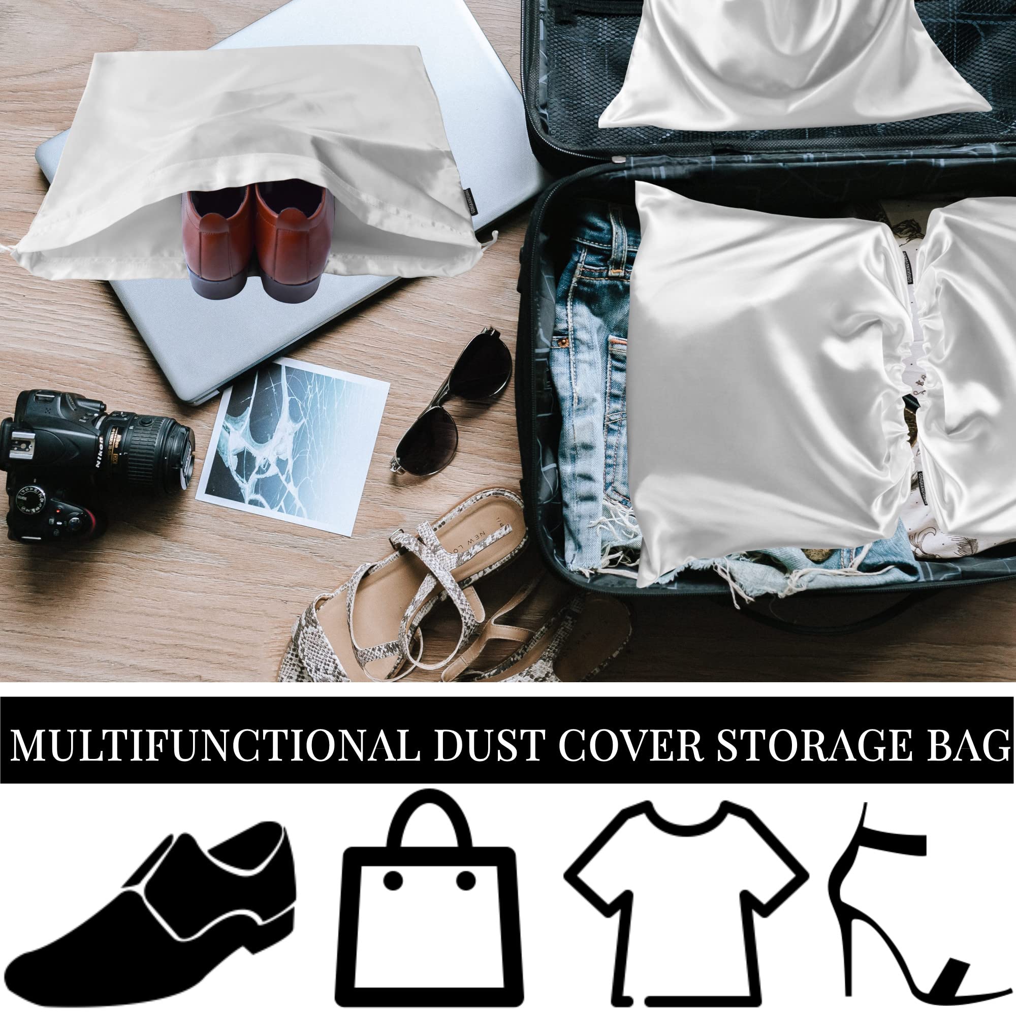 GONGKANGYUAN 30 Pack Premium Silk Dust Bags for Handbags, Purses, Shoes & Boots - Reusable Travel Storage Pouches & Dust Covers for Luxury Bag Protection (Perfect for Closet Organization & Travel Accessories)