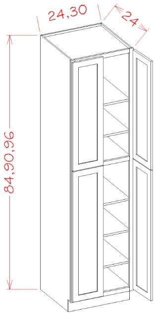 ACW U309624 30x96 Pantry Cabinet in Antique White - Assembled Storage Organizer for Kitchen, Dining Room & Laundry Room