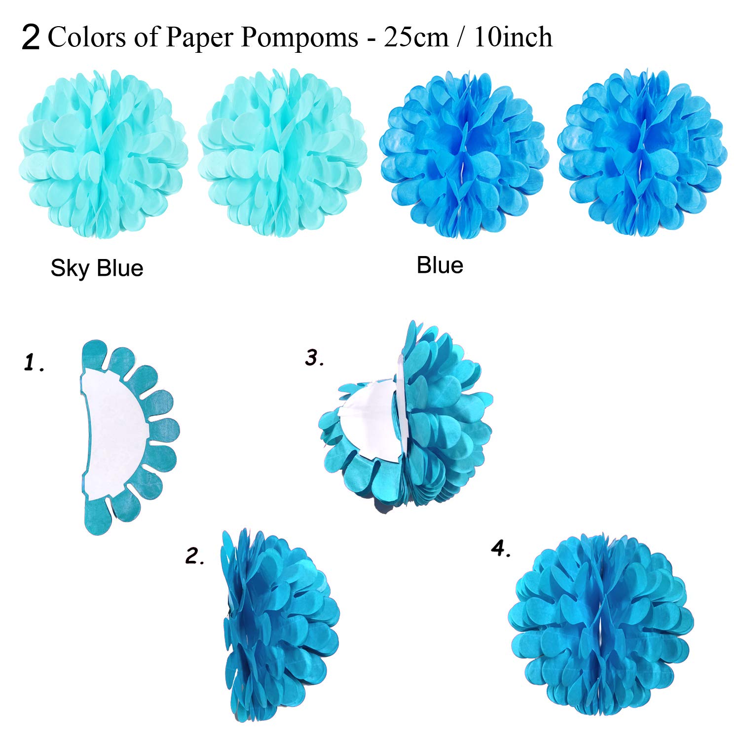 Blue Birthday Party Decorations for Boys & Men - Happy Birthday Banner, Curtains, Pompoms, Fans, Garland & Confetti Balloons | Perfect for Baby Showers, Gender Reveals & Birthday Celebrations