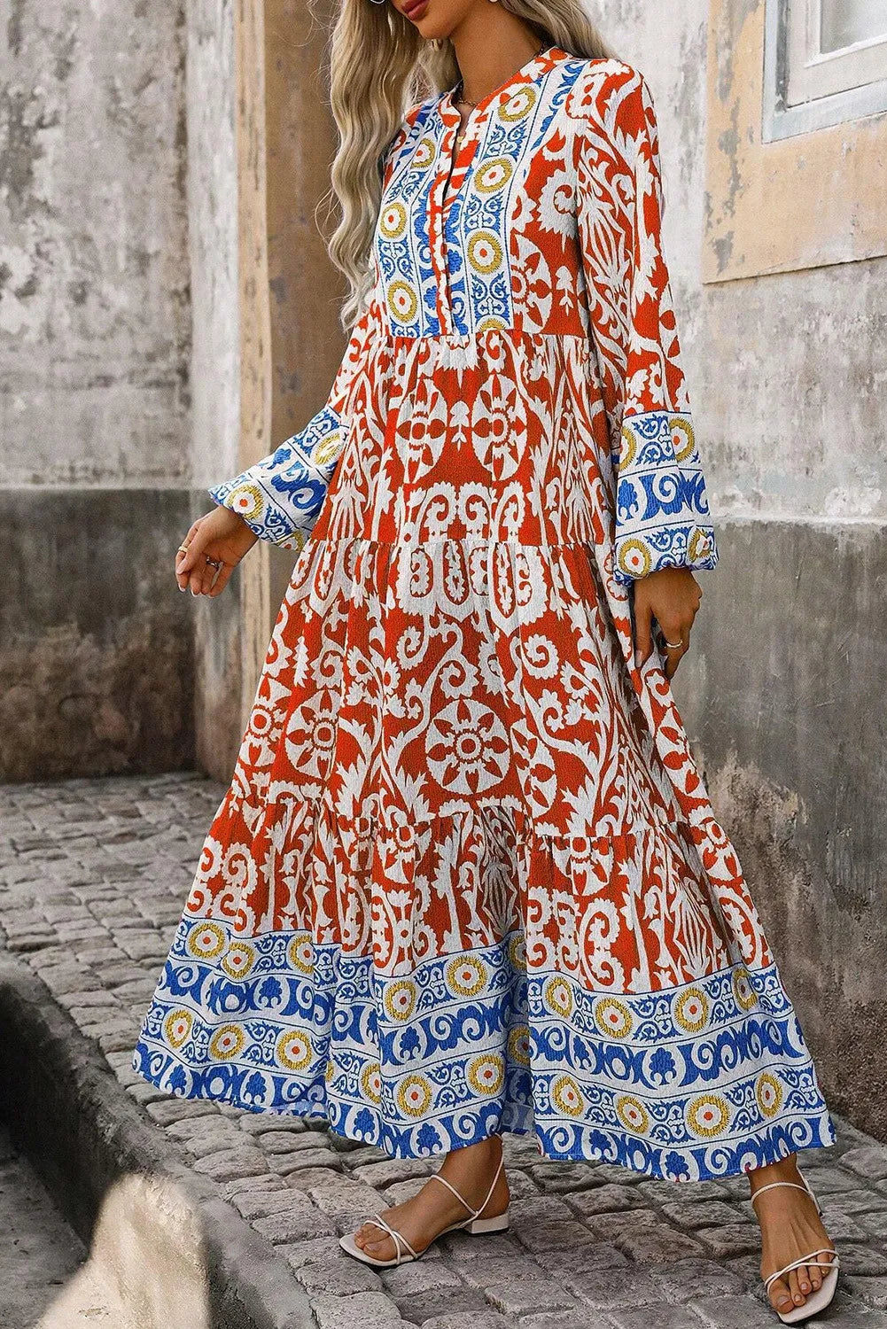 Boho Long Sleeve Maxi Dress for Women - Flowy Bohemian Summer Beach Dress with Pockets | Perfect for Vacation, Music Festivals & Casual Outings