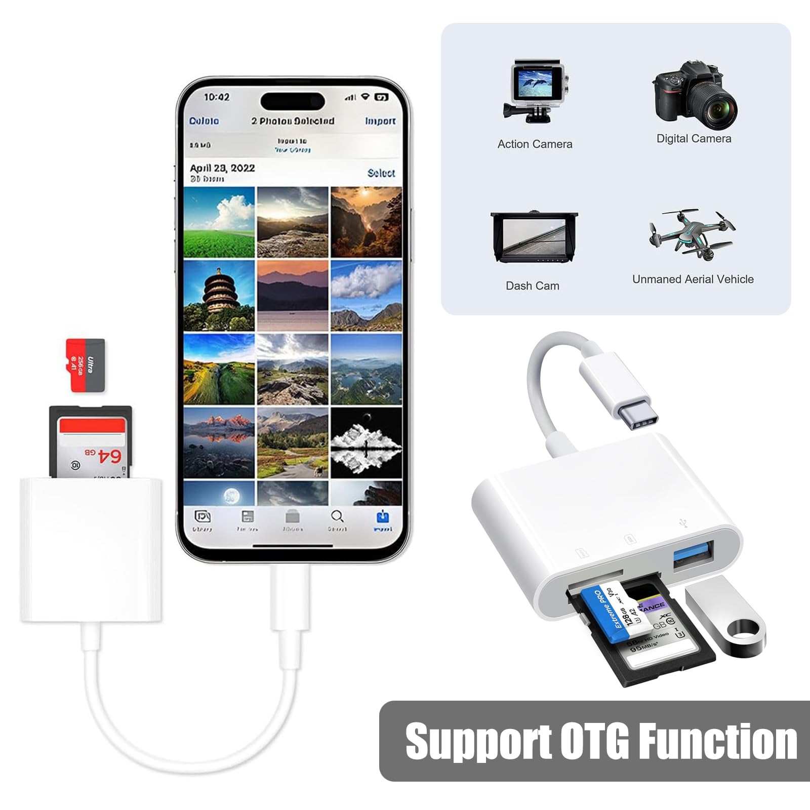 INBOLM USB C to Micro SD Card Reader - Dual Slot OTG Adapter for MacBook Pro/Air/Mini, Android & USB-C Devices | High-Speed Data Transfer for Cameras, Phones & Laptops | Perfect for Photography, File Backup & Mobile Storage Expansion
