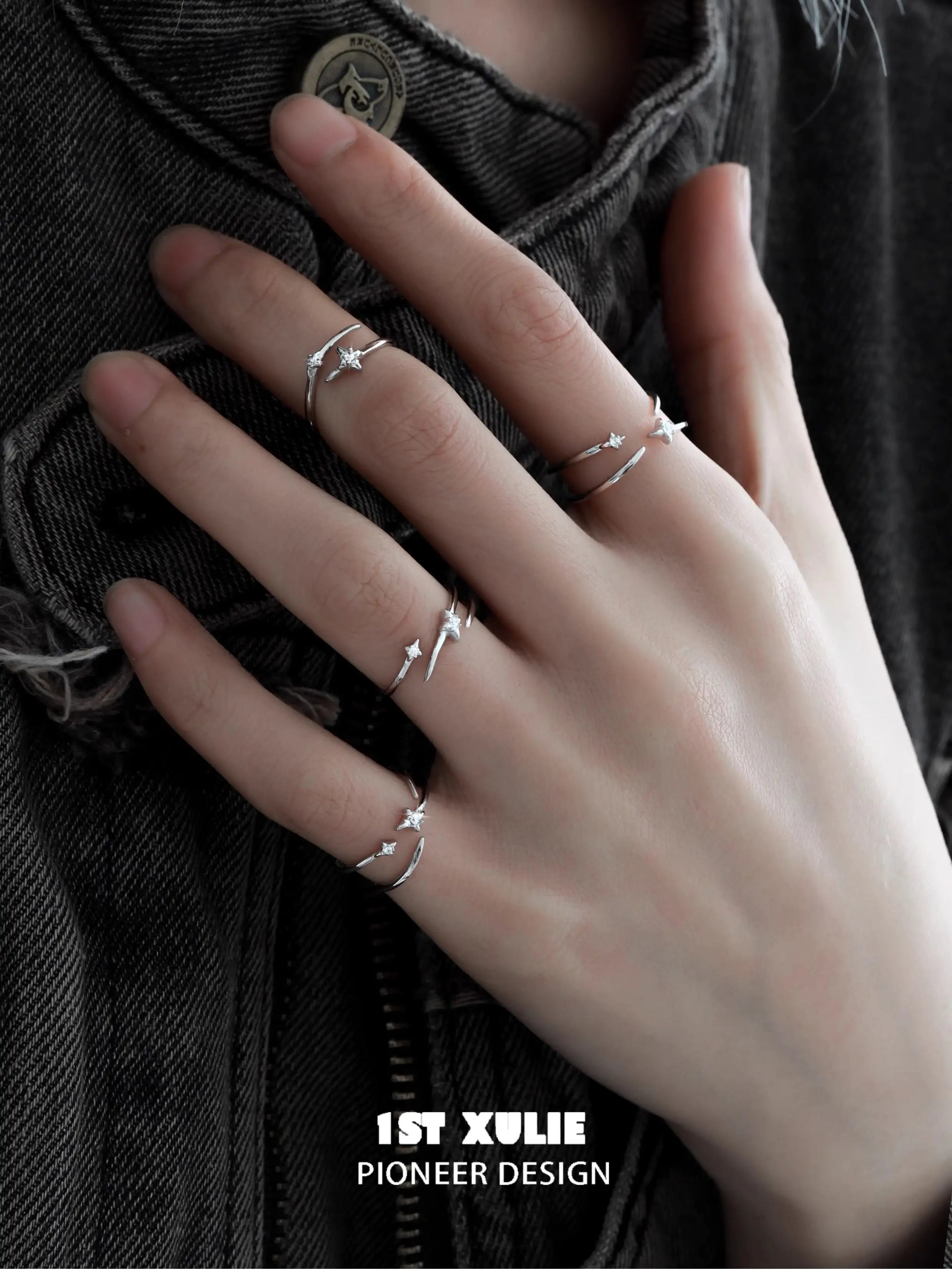 S925 Sterling Silver Irregular Twisted Adjustable Ring Set for Women - Elegant Stackable Boho Jewelry for Everyday Wear & Special Occasions